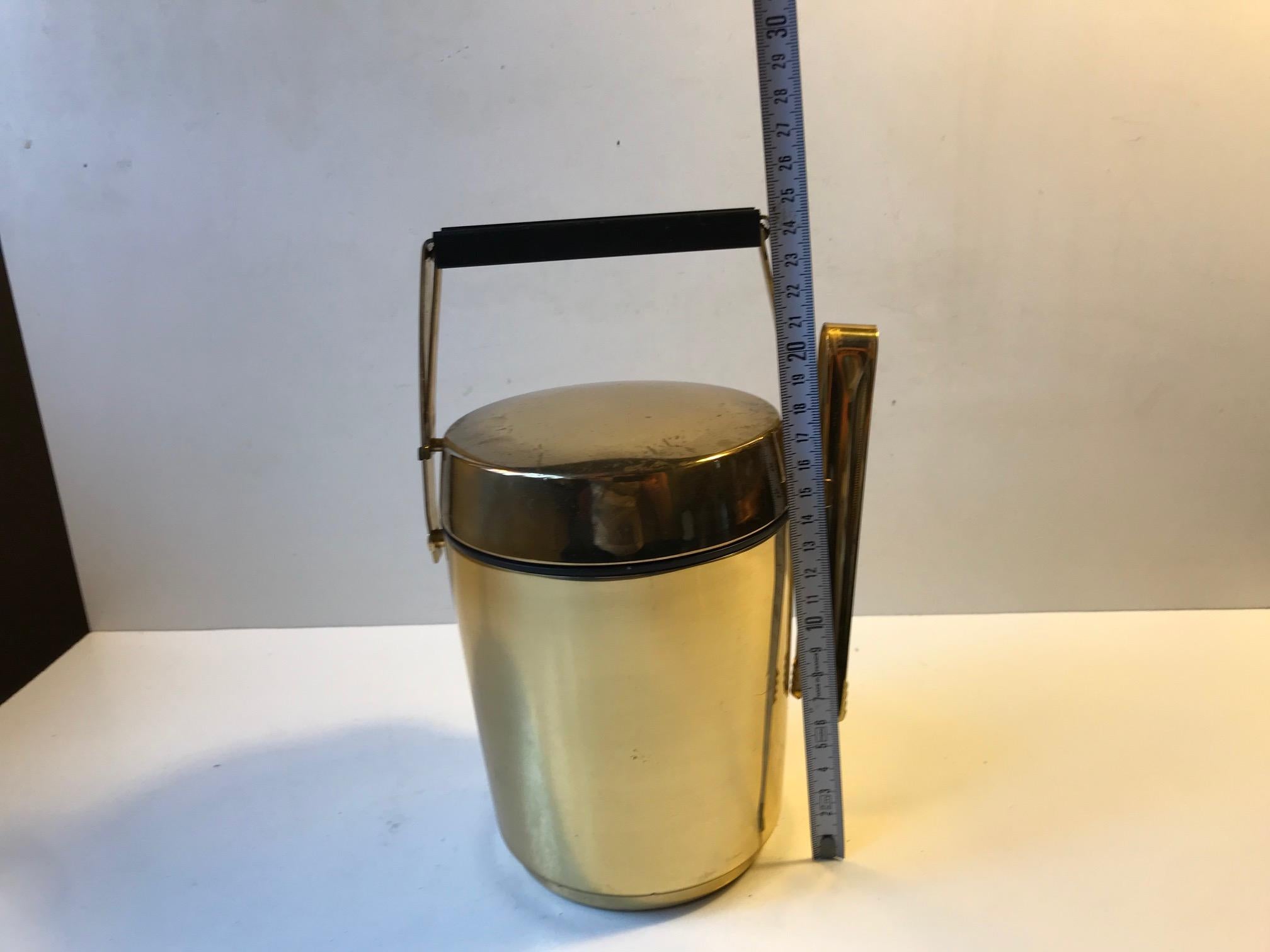 Midcentury Brass Ice Bucket & Tong by Alfi, 1970s 4