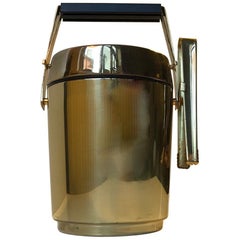 Vintage Midcentury Brass Ice Bucket & Tong by Alfi, 1970s