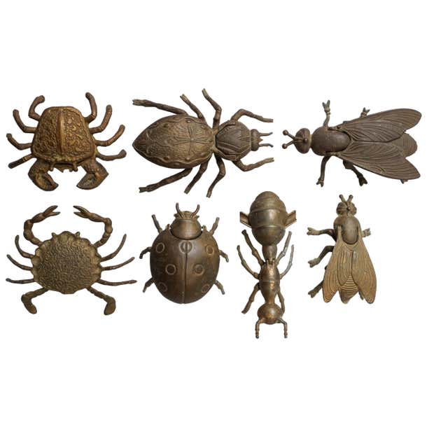 Mid-Century Brass Insects Fly, Spider, Ladybug Ant, Crab Ashtray ...