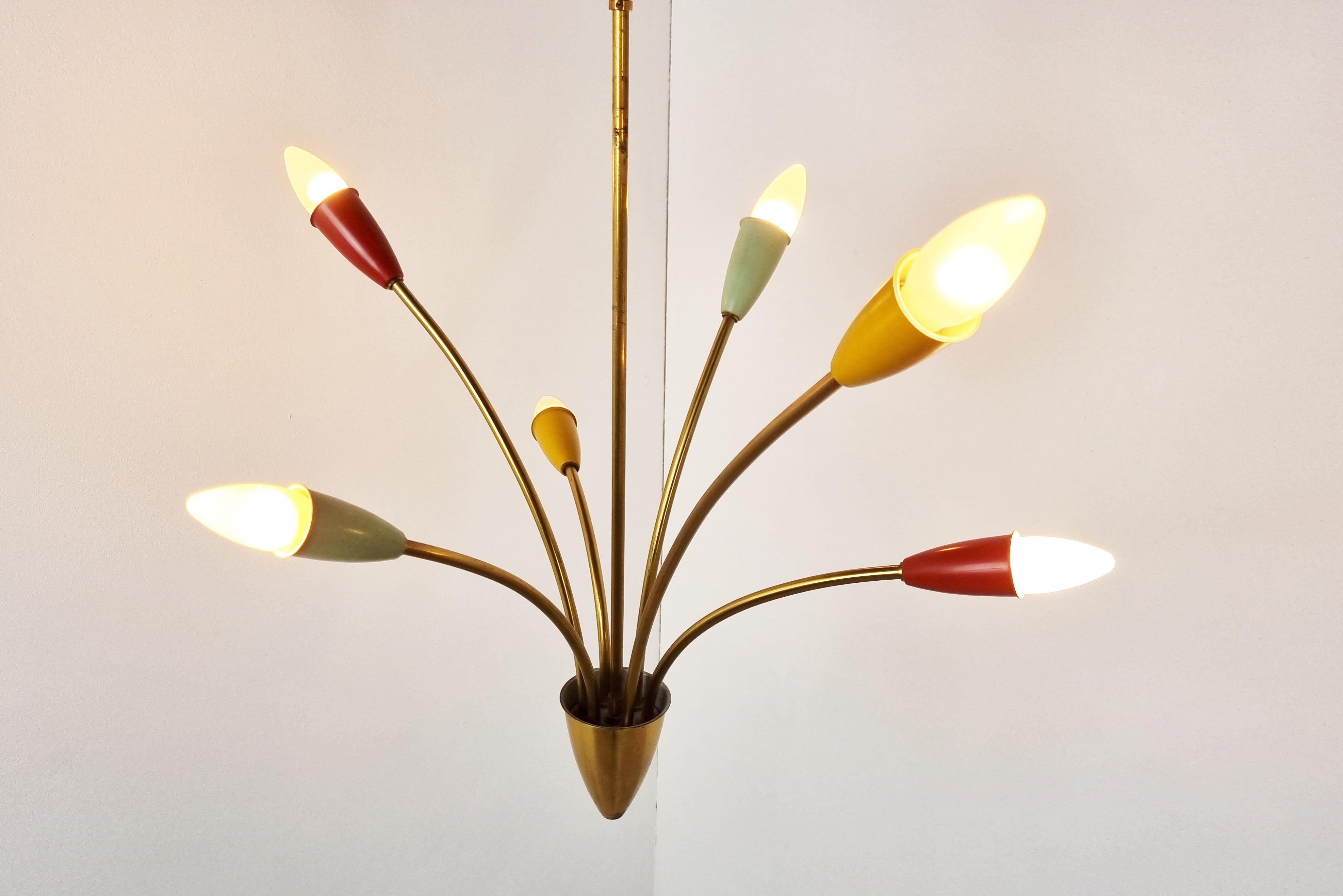 Mid Century Brass Italian Chandelier, 1960s For Sale 1