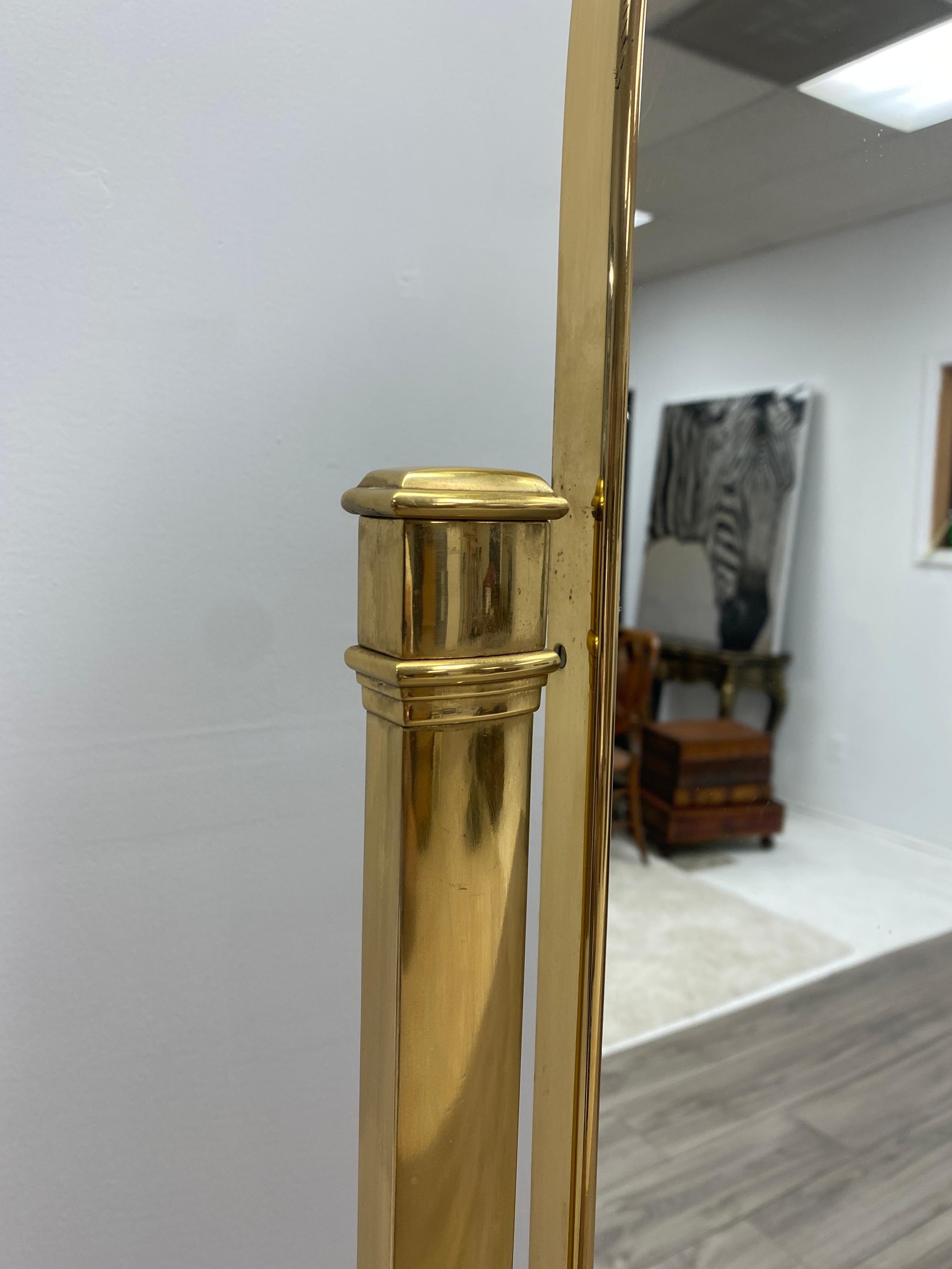 Mid Century Brass Italian Cheval mirror In Good Condition In Nashville, TN