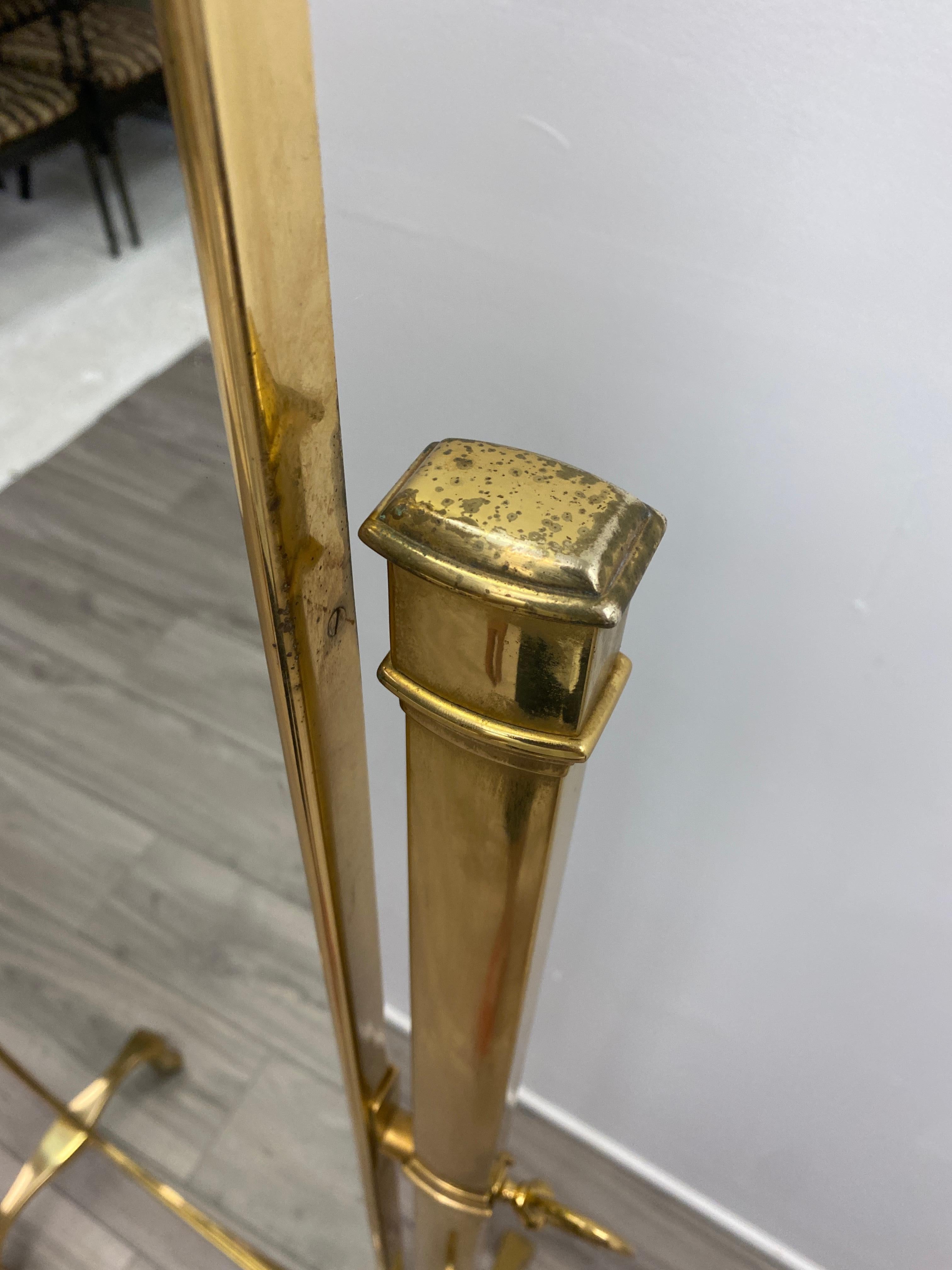 Mid Century Brass Italian Cheval mirror 1