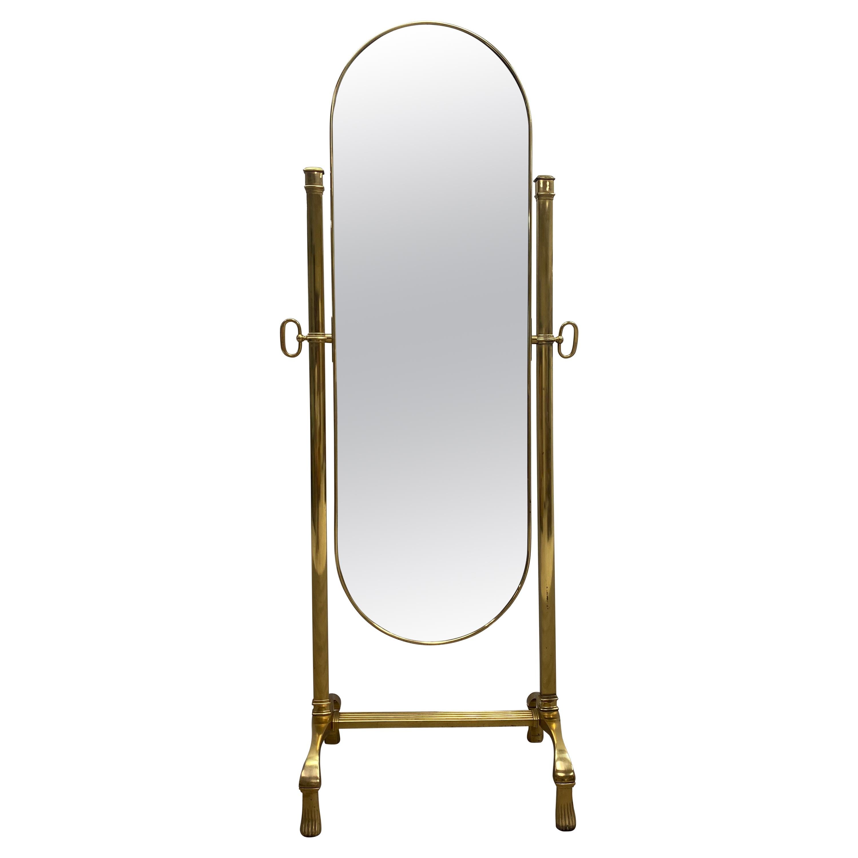 Mid Century Brass Italian Cheval mirror