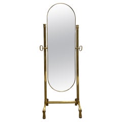 Vintage Mid Century Brass Italian Cheval mirror