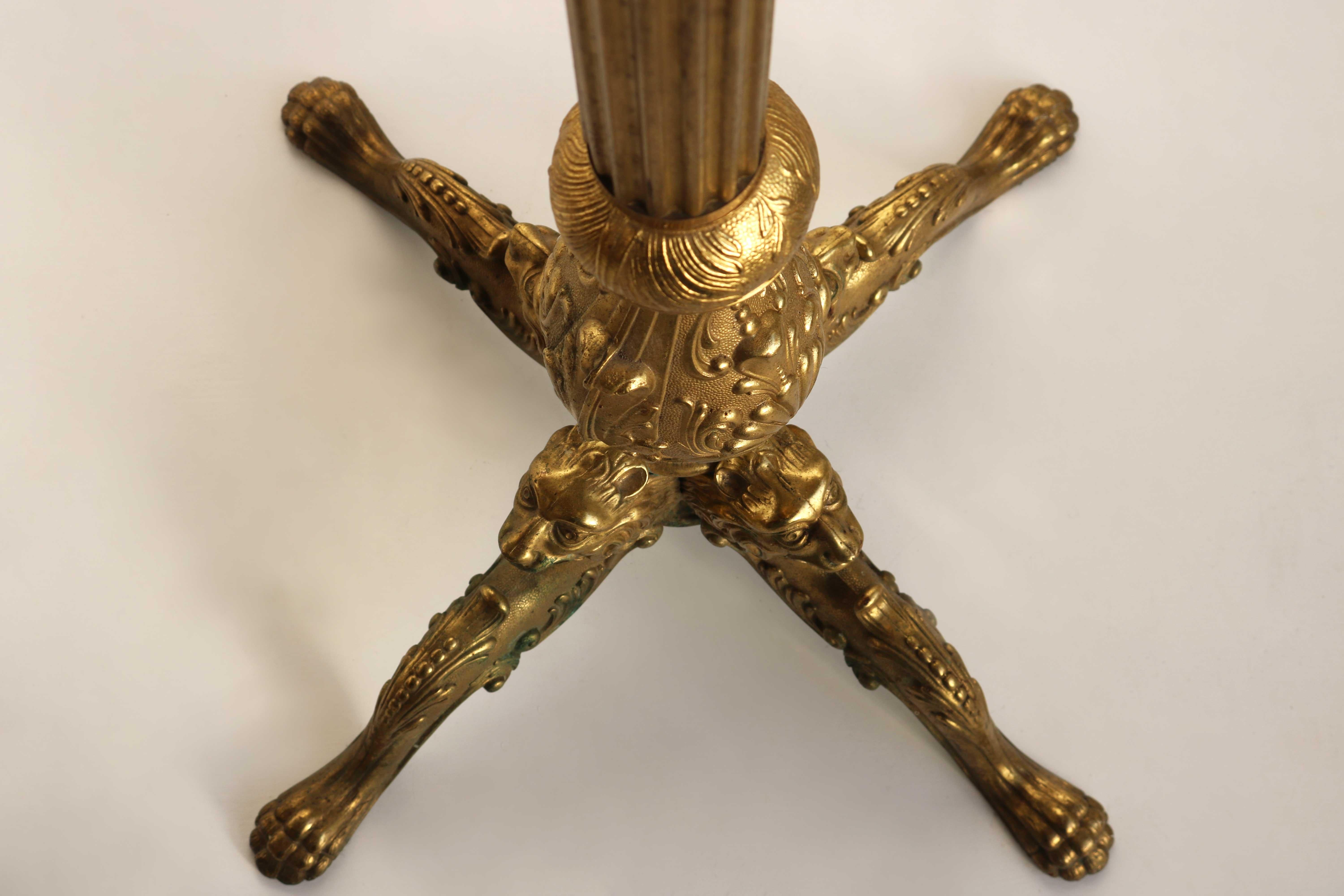 Mid-Century Brass Italian Coat Hat Rack Hall Tree Stand Lions Heads Claw Foot 6