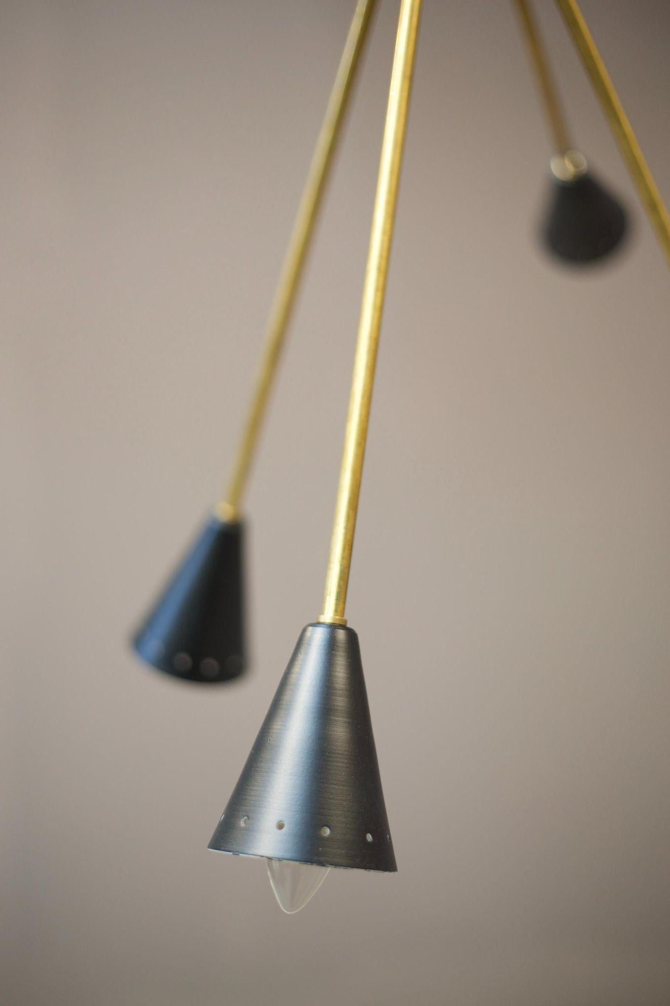 Midcentury Brass Italian Pendant Light - Stilnovo For Sale 2