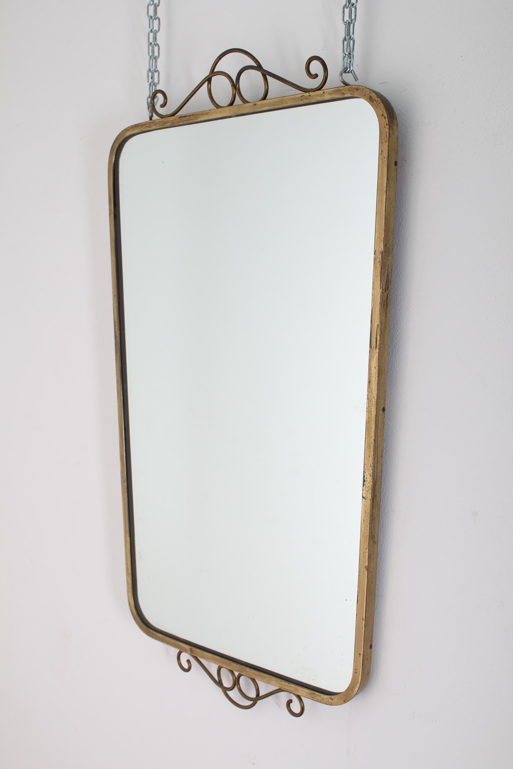 Midcentury Brass Italian Wall Mirror, 1950s 7