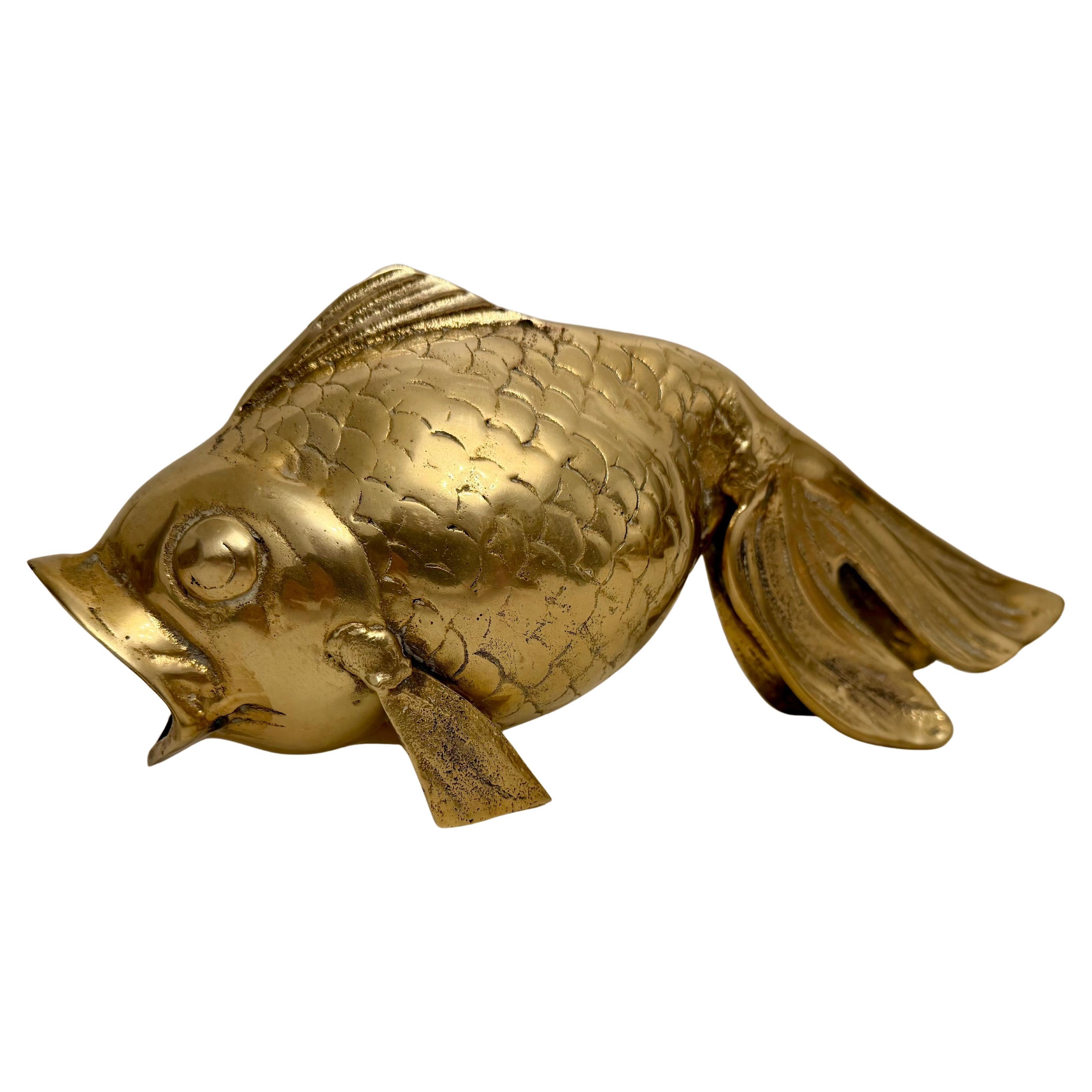 Mid Century Brass Koi Fish Sculpture