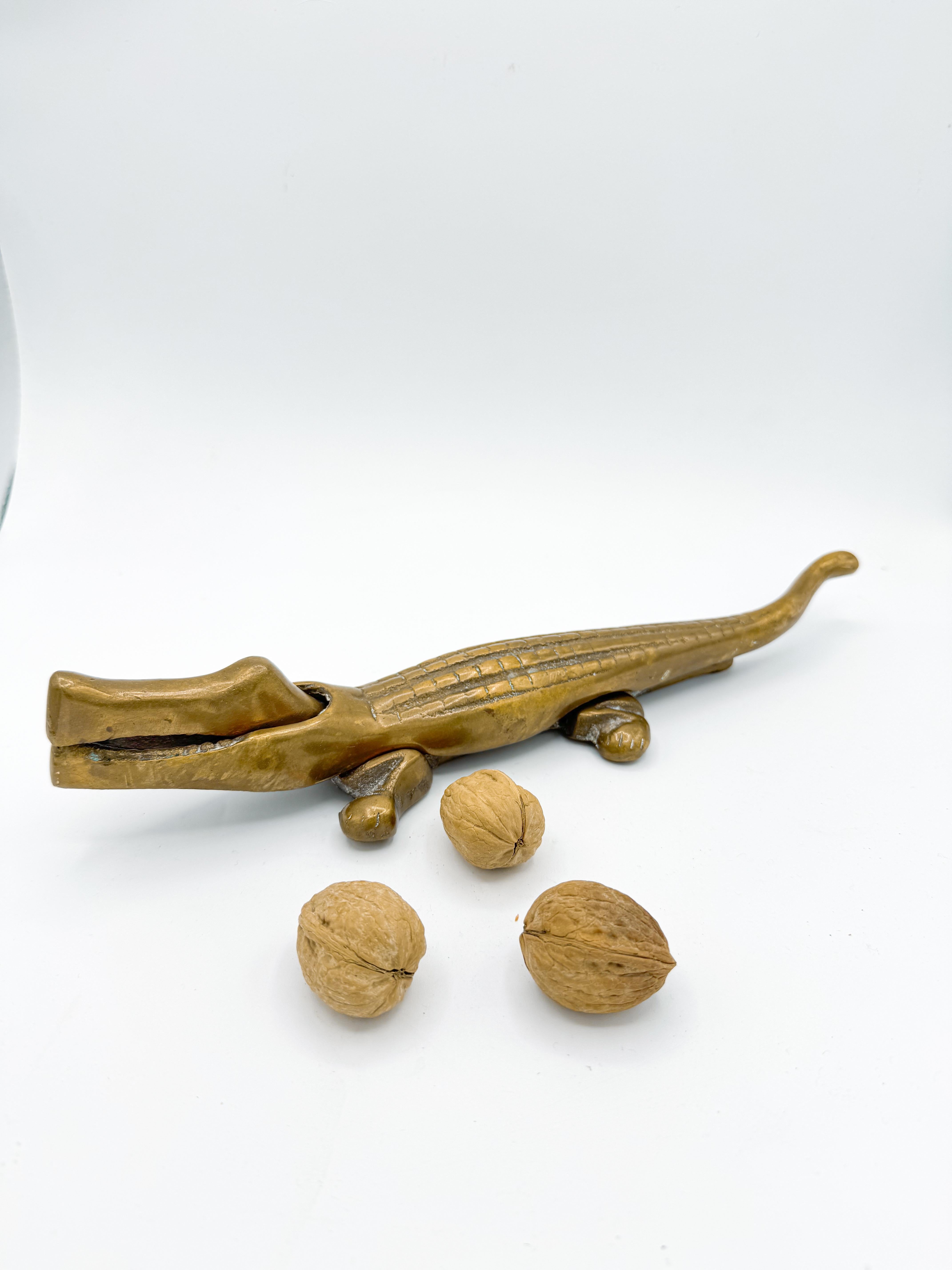 Mid-Century Modern Mid-Century Brass Large Crocodile Nutcracker, Attributed to Walter Bosse, 1950s For Sale
