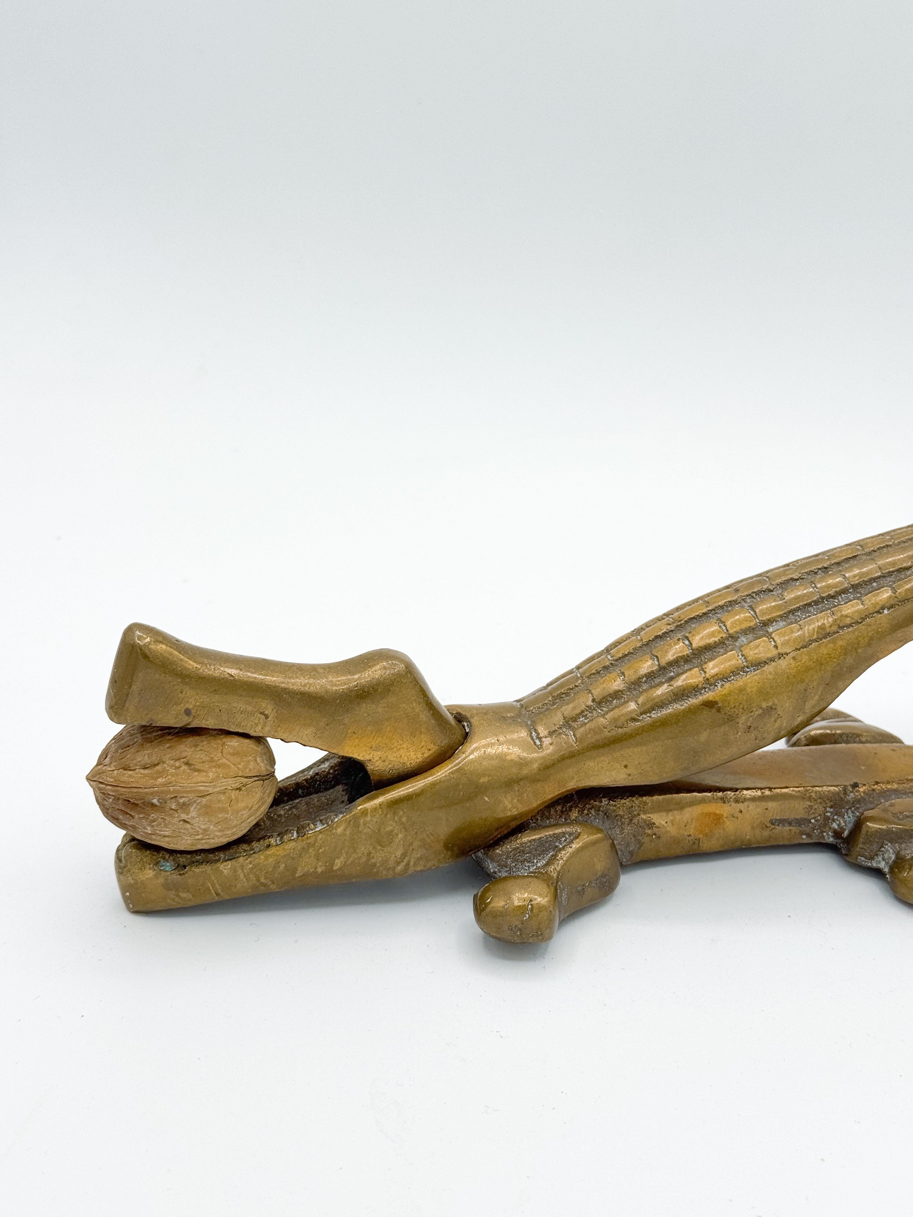Mid-Century Brass Large Crocodile Nutcracker, Attributed to Walter Bosse, 1950s In Good Condition For Sale In Toronto, CA