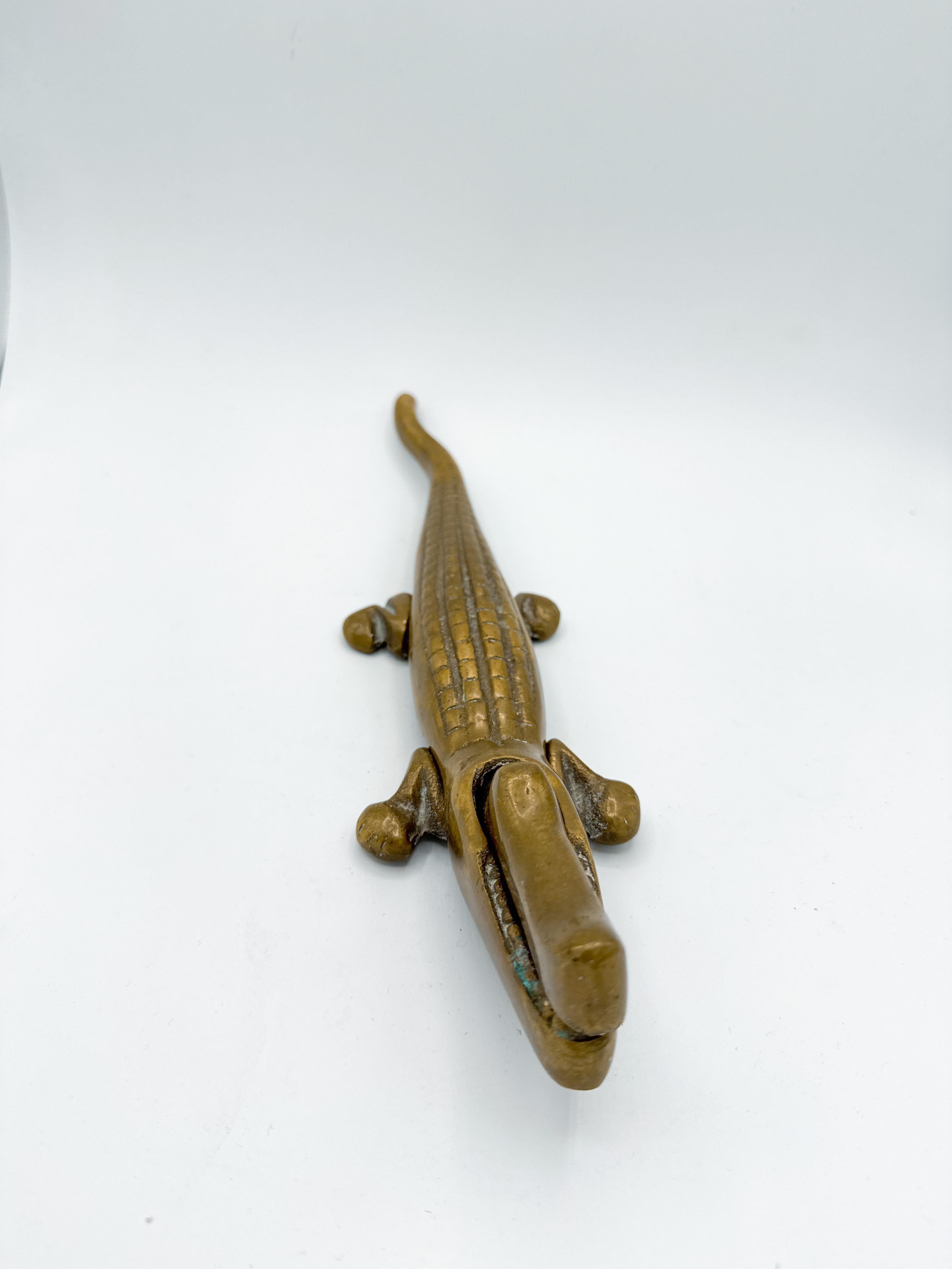 Mid-Century Brass Large Crocodile Nutcracker, Attributed to Walter Bosse, 1950s For Sale 1