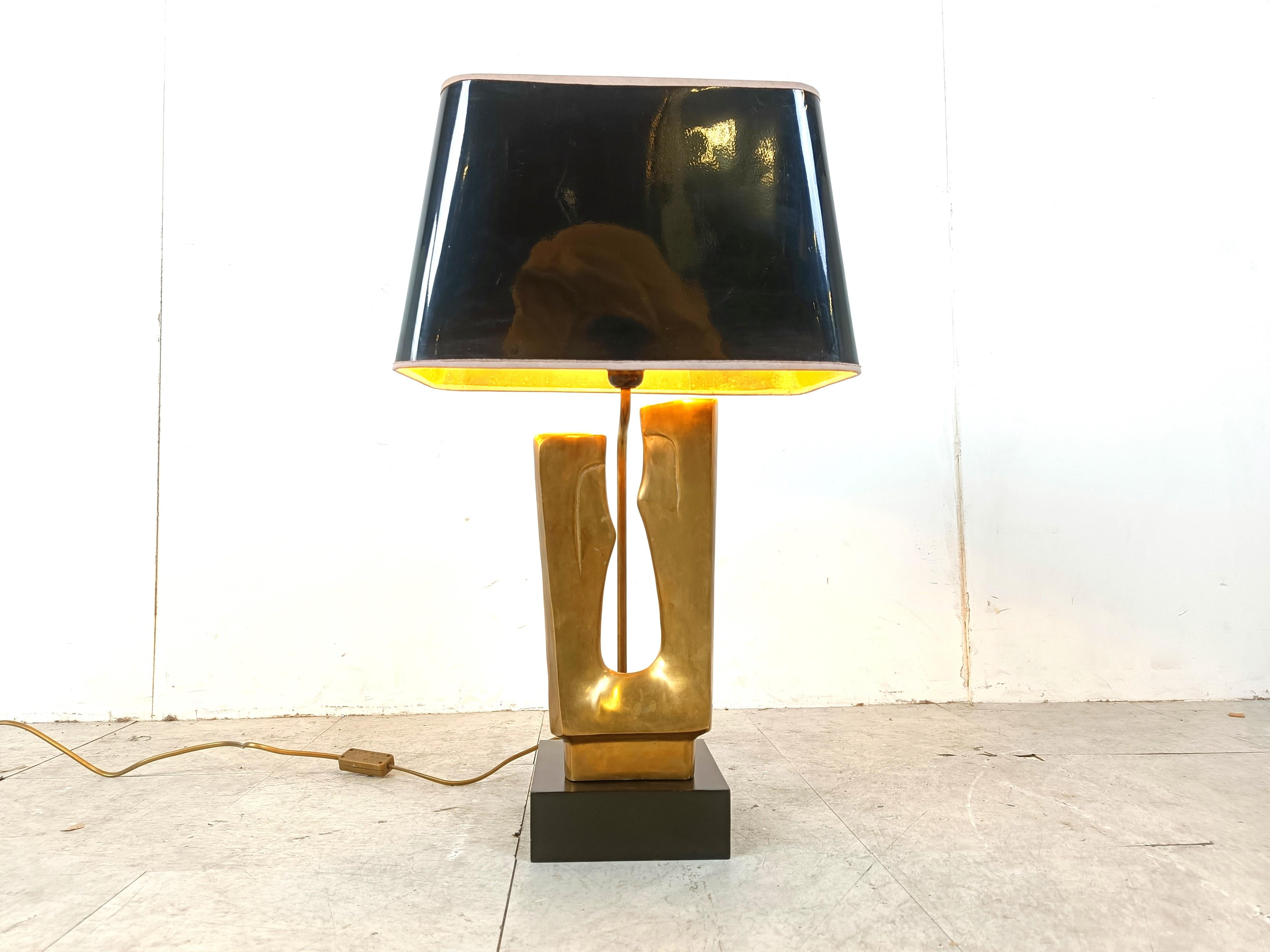 Mid century brass leaf table lamp, 1970s For Sale 3