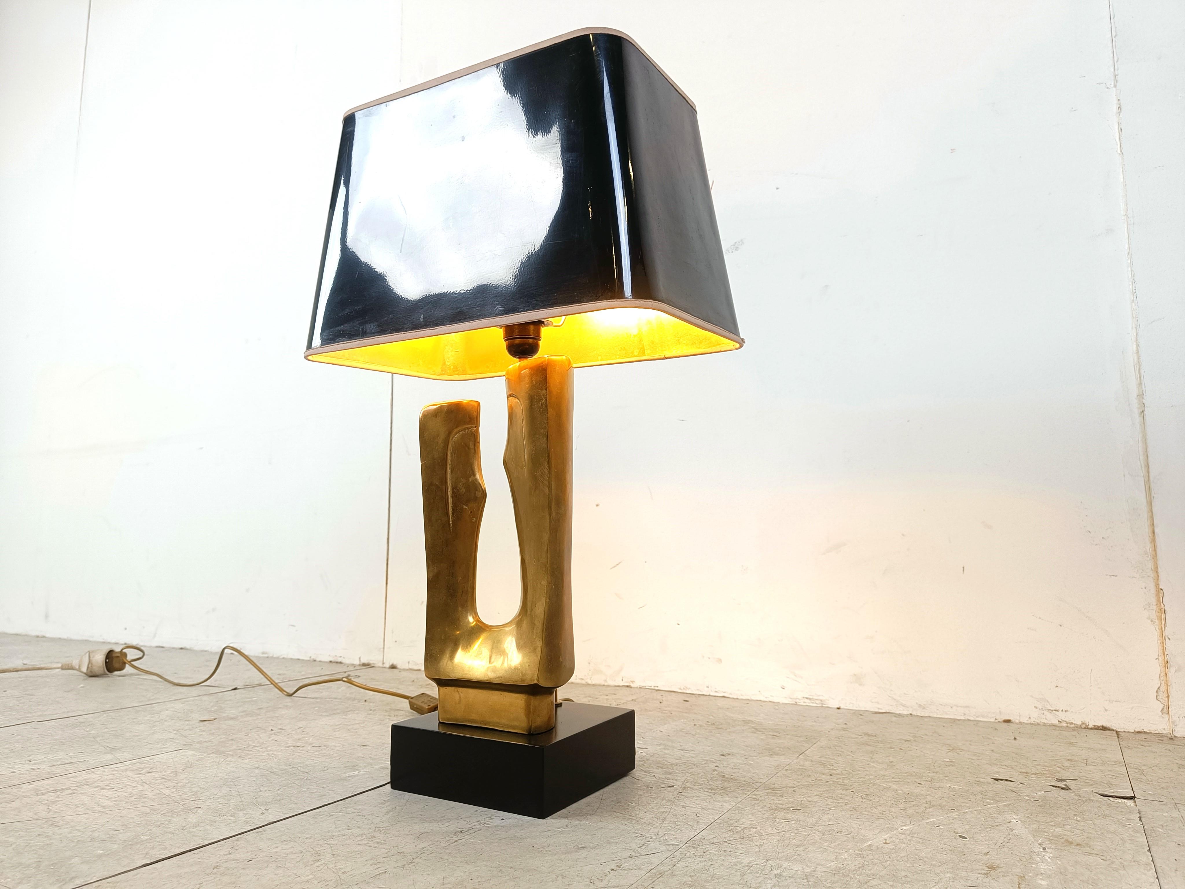 Mid century brass leaf table lamp, 1970s For Sale 4