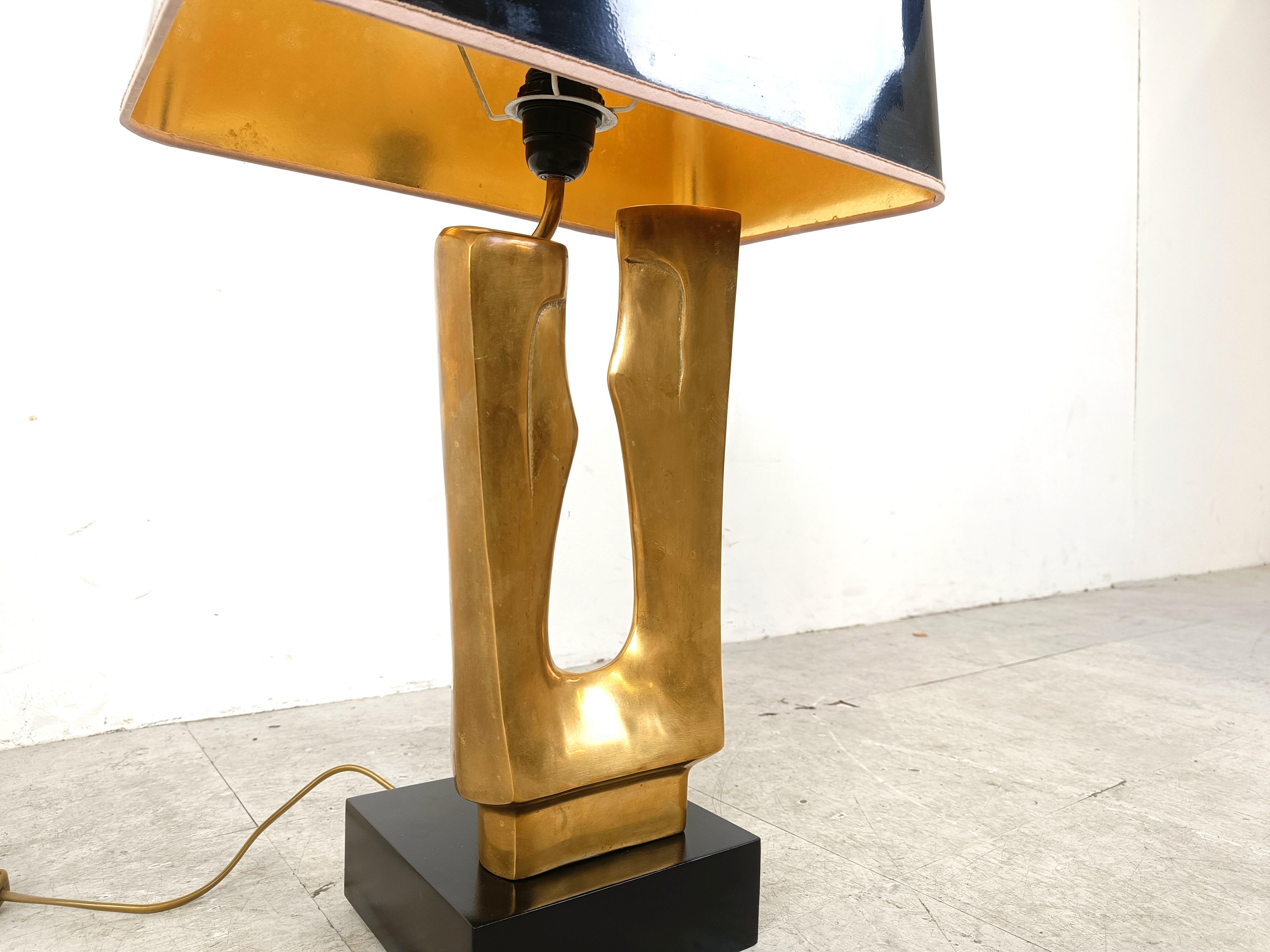 Fin du 20e siècle Lampe de table à feuilles en laiton du milieu du siècle, 1970 en vente