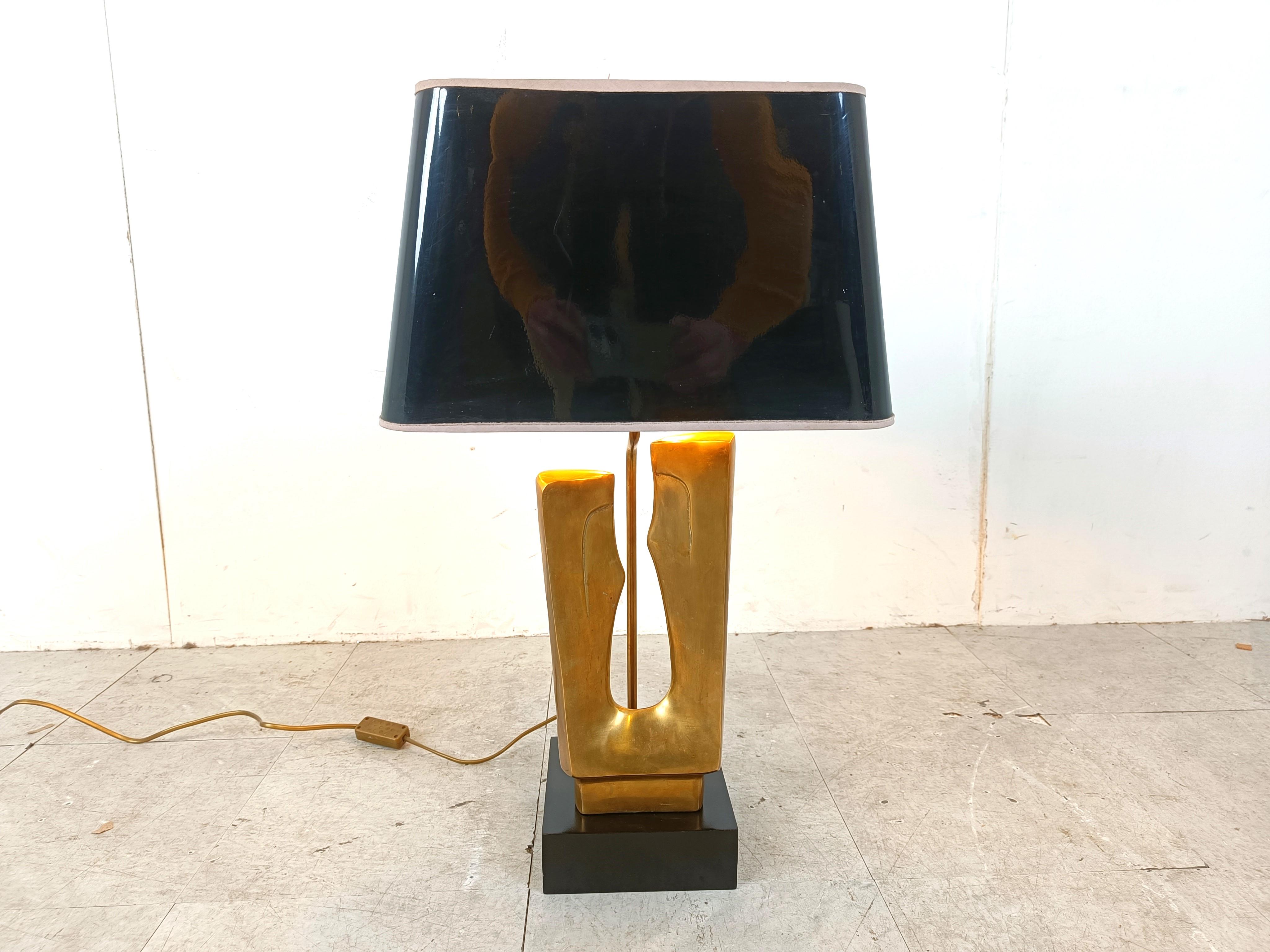 Mid century brass leaf table lamp, 1970s For Sale 2