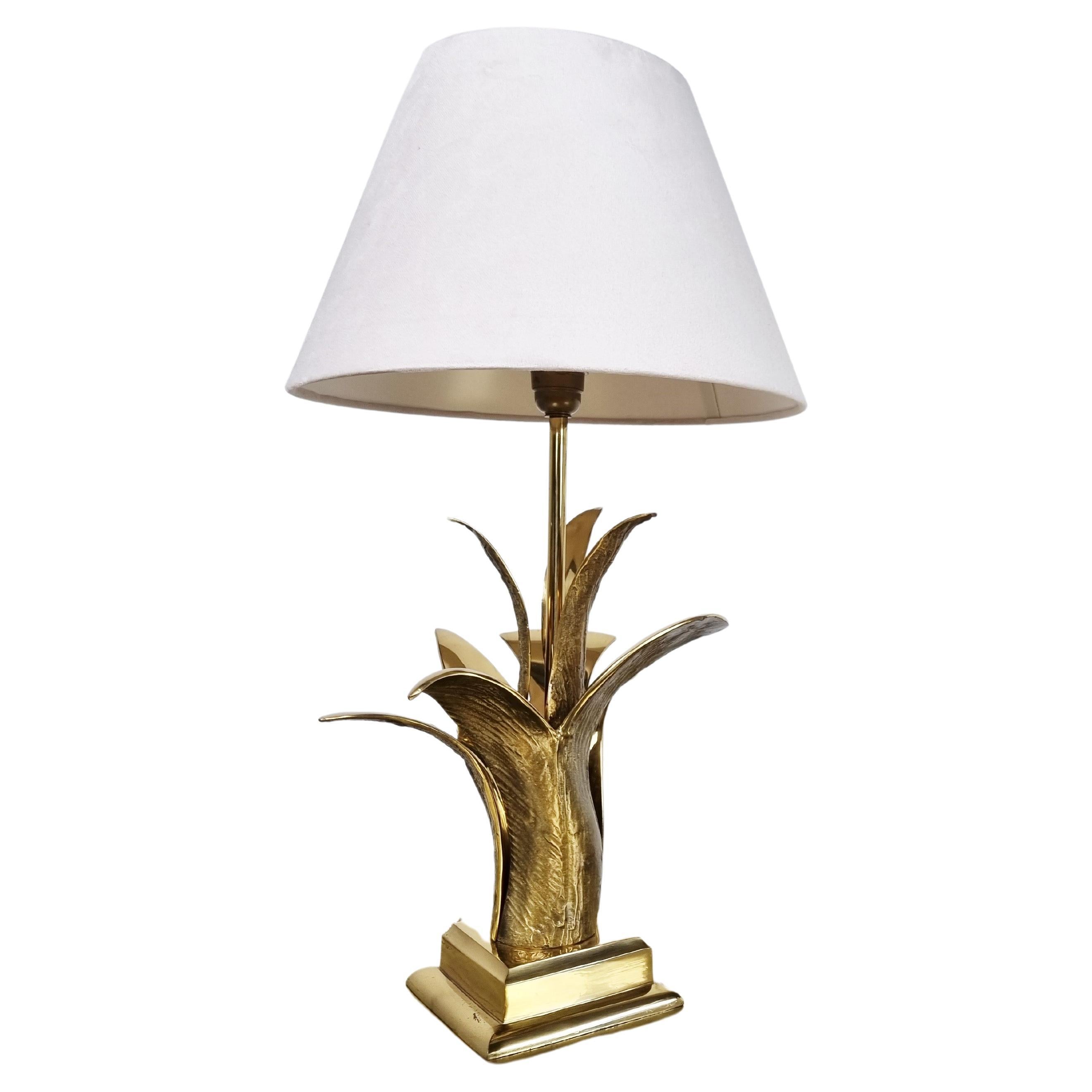 Mid-Century Brass Leaf Table Lamp, 1970s