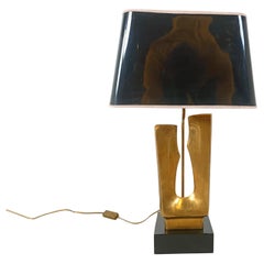 Retro Mid century brass leaf table lamp, 1970s
