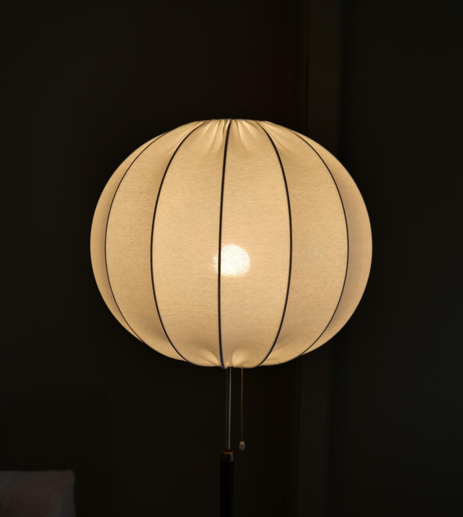 Mid-Century Brass Leather Floor Lamp Falkenbergs Belysning, Sweden, 1960s 7