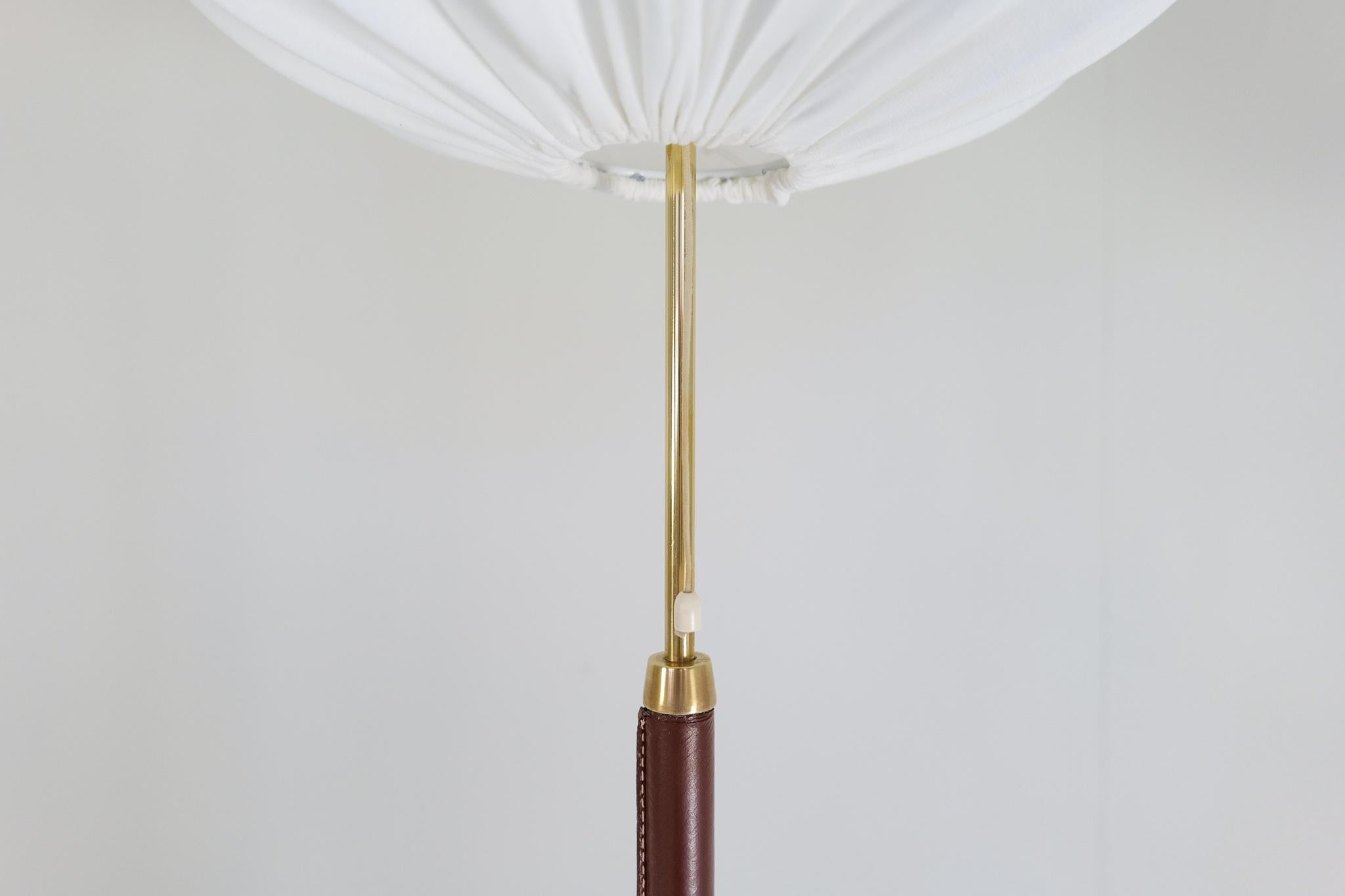 Mid-20th Century Mid-Century Brass Leather Floor Lamp Falkenbergs Belysning, Sweden, 1960s