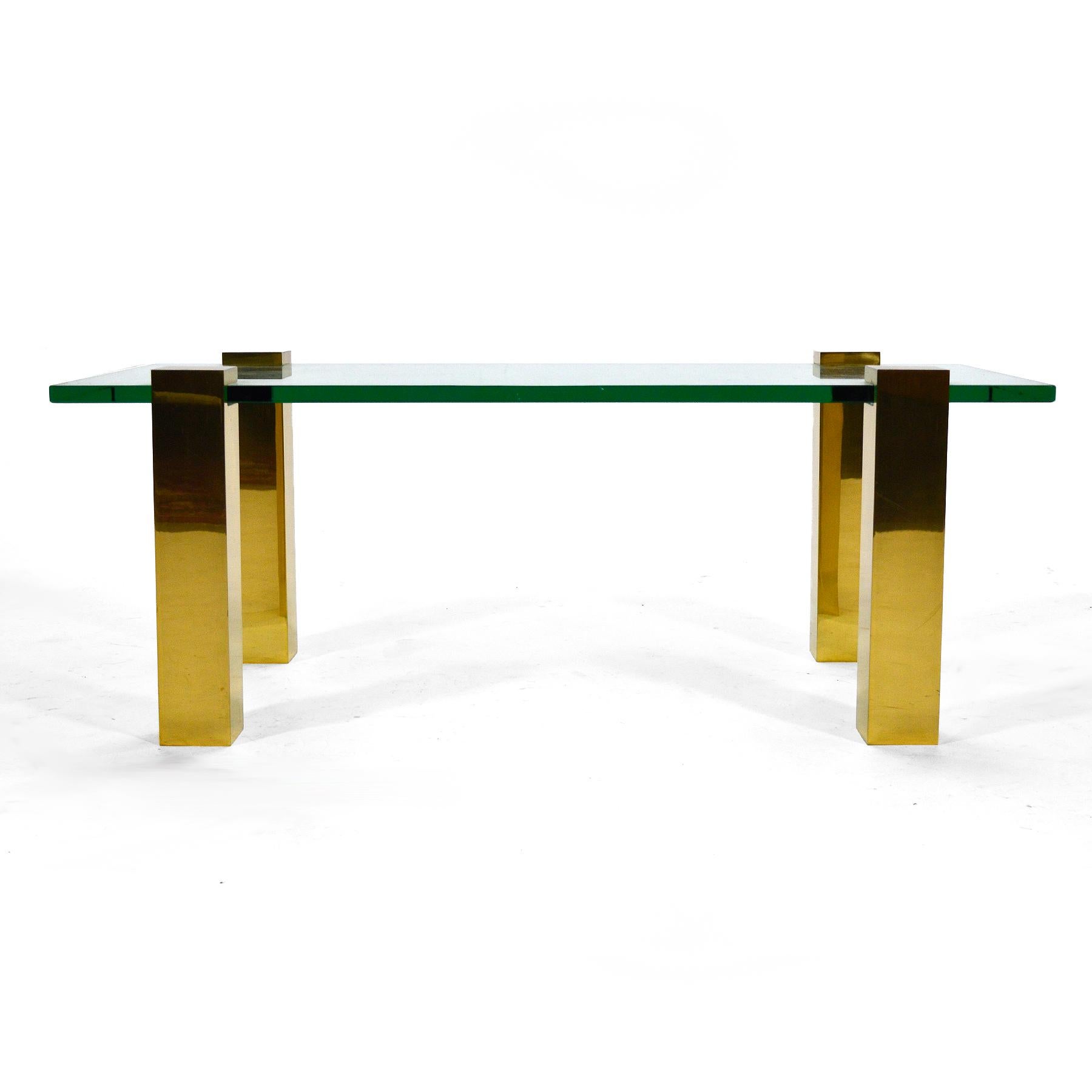 American Mid-century Brass Leg Coffee Table For Sale