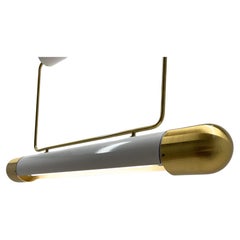 Mid-century Brass Long Pendant Light by Napako