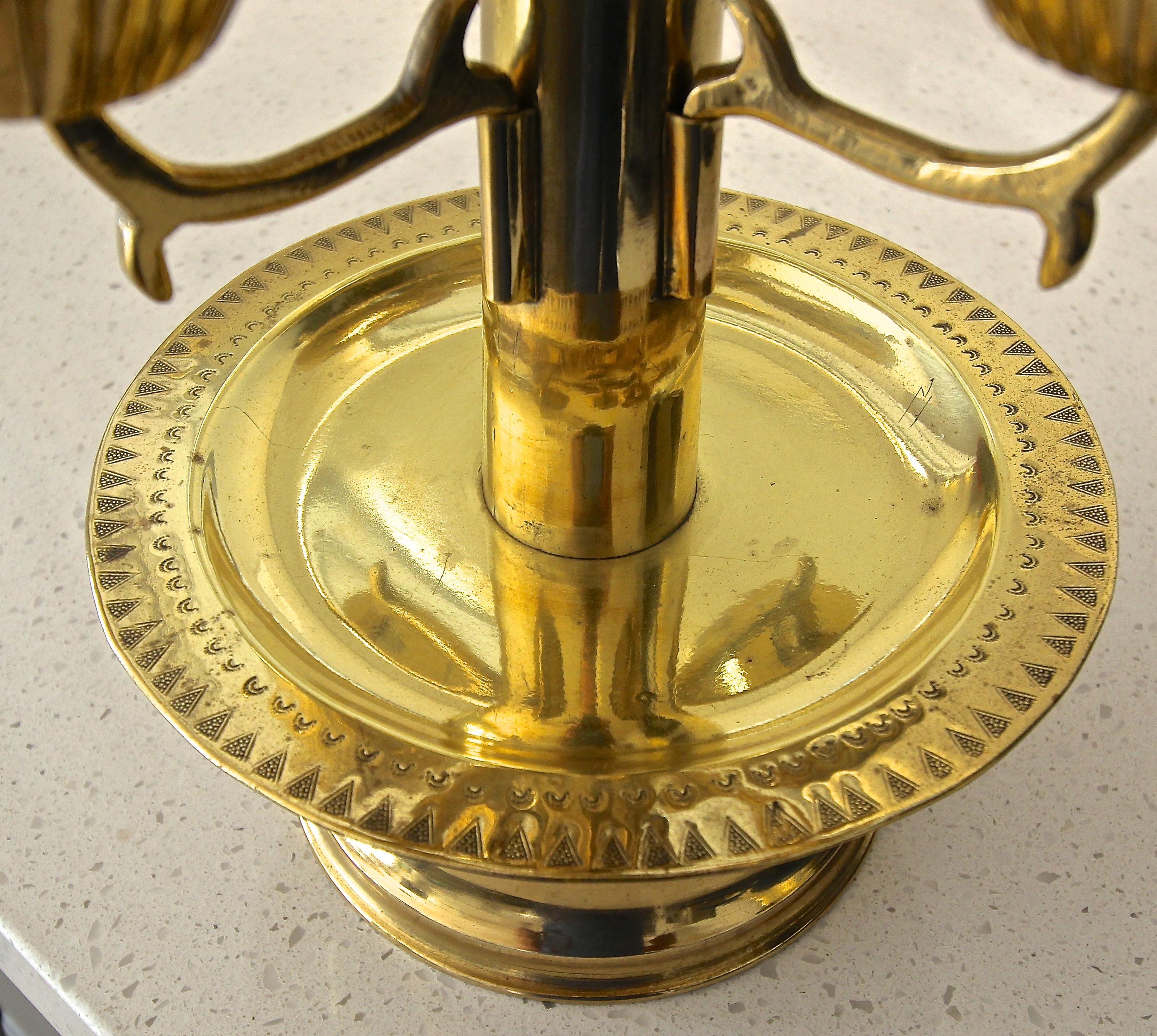 Midcentury Brass Lotus Candleholder Candelabra Feldman For Sale 3