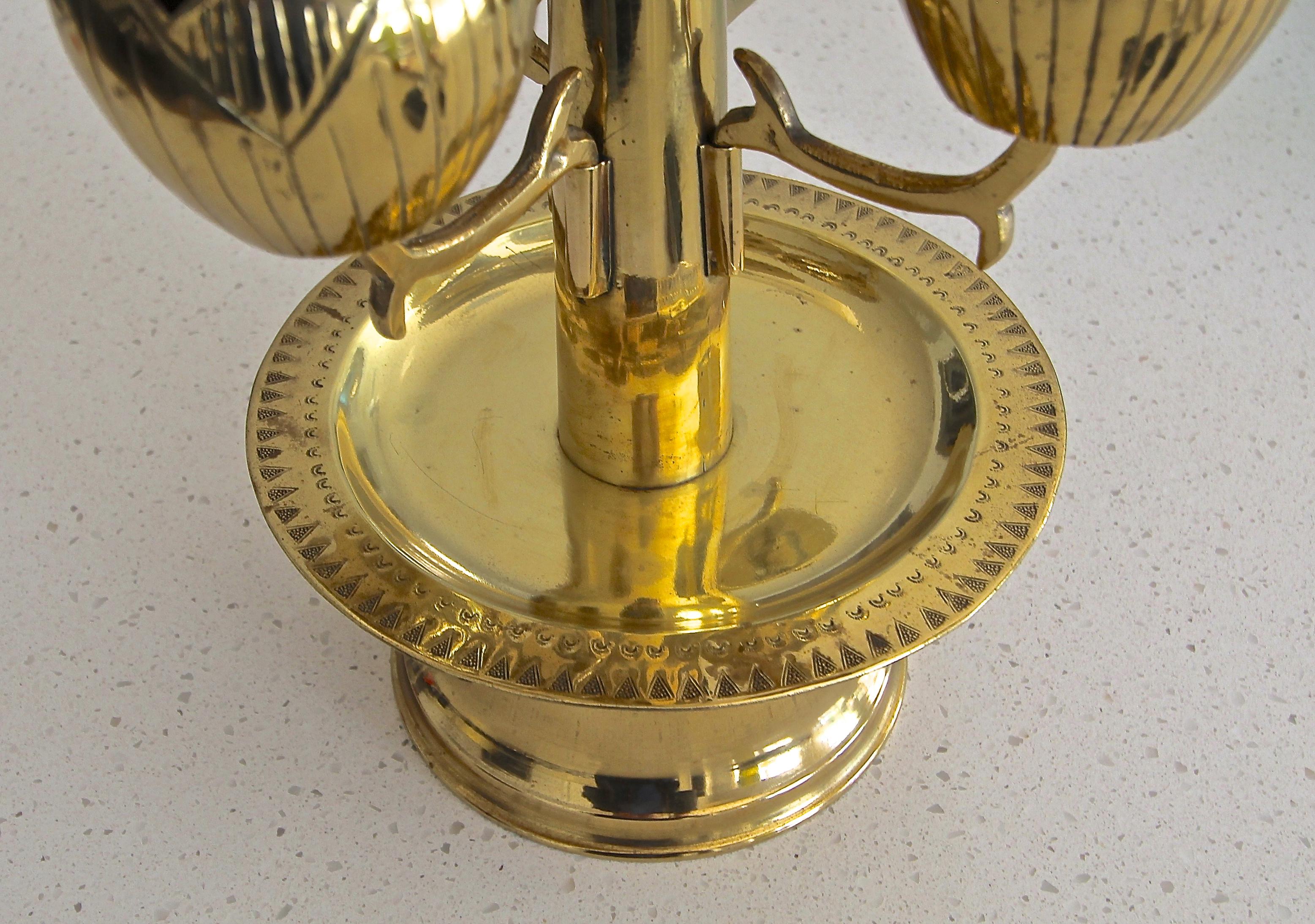 Midcentury Brass Lotus Candleholder Candelabra Feldman For Sale 1