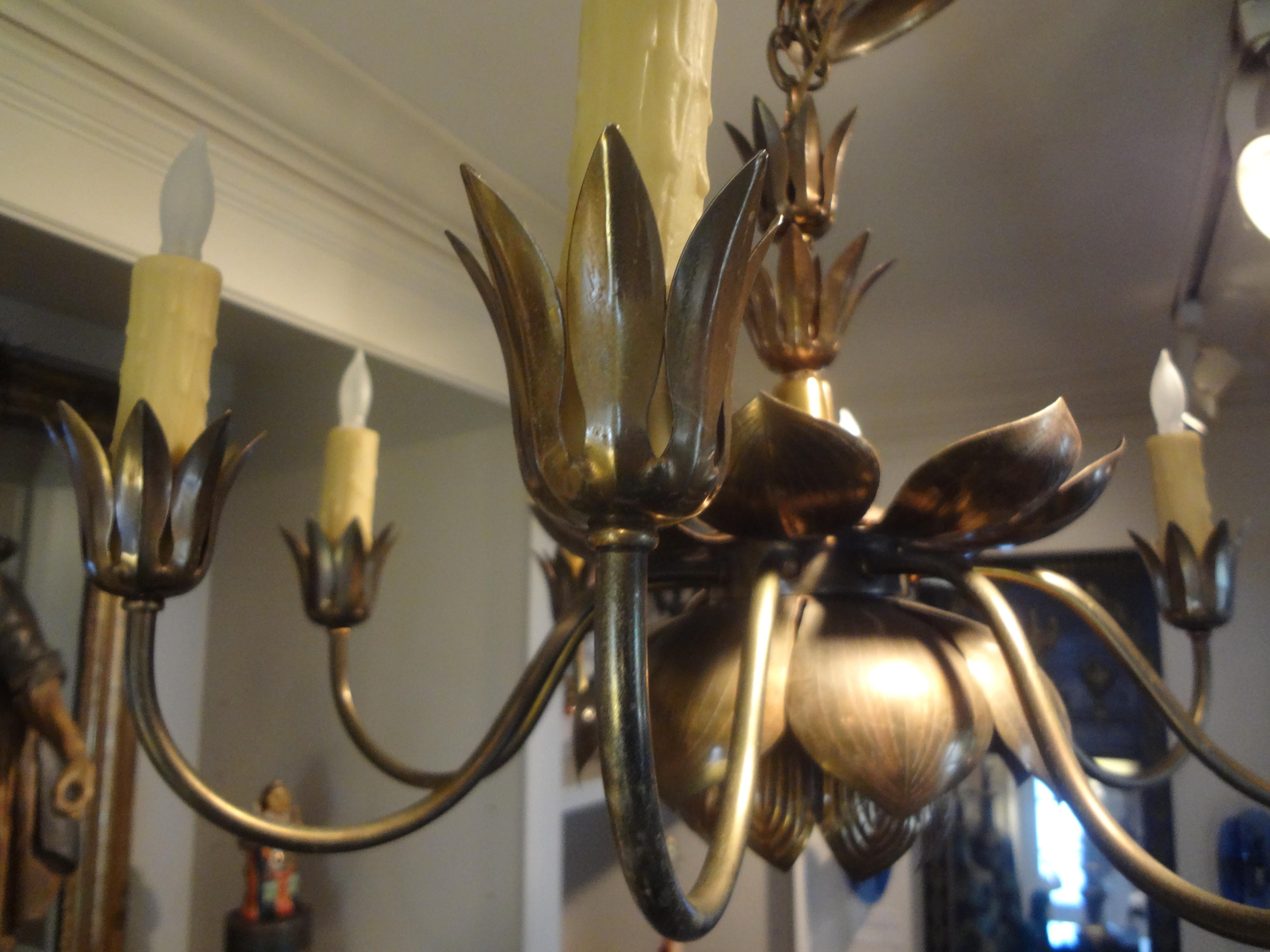 Mid-Century Brass Lotus Chandelier by Feldman Lighting Co 2