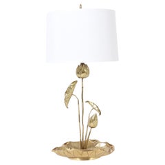 Mid Century Brass Lotus Table Lamp