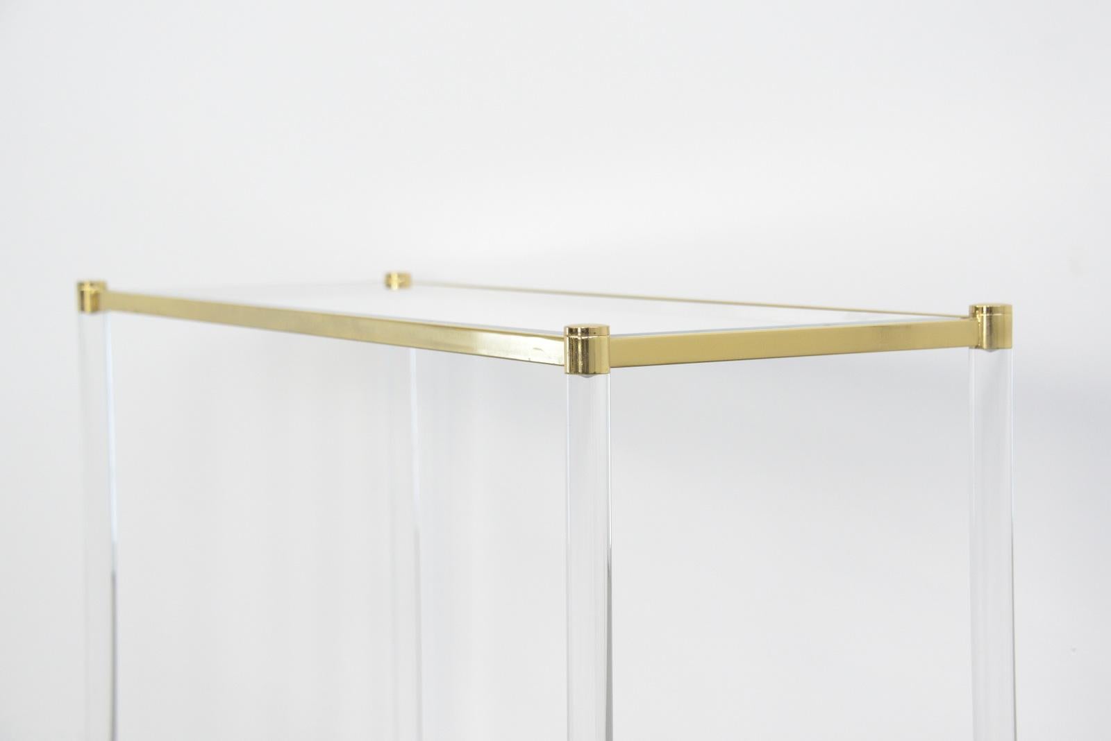Hollywood Regency Midcentury Brass & Lucite Console Table