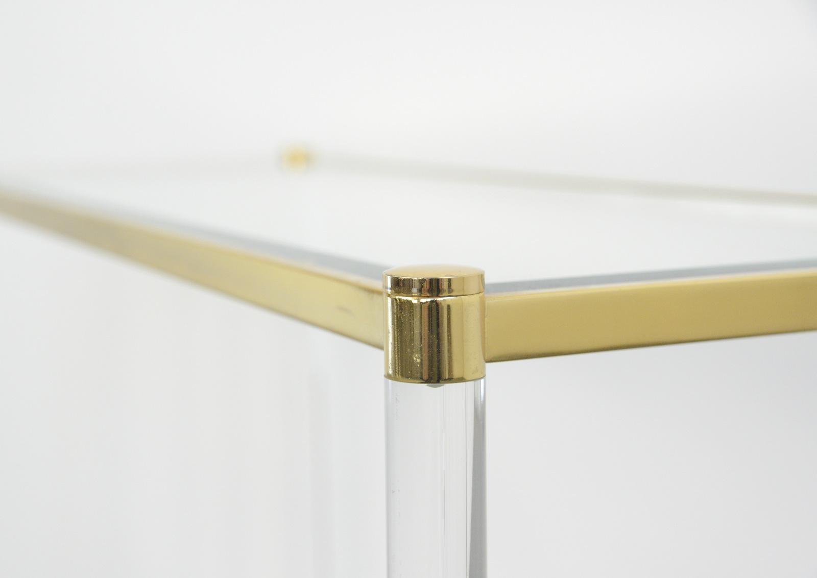 French Midcentury Brass & Lucite Console Table