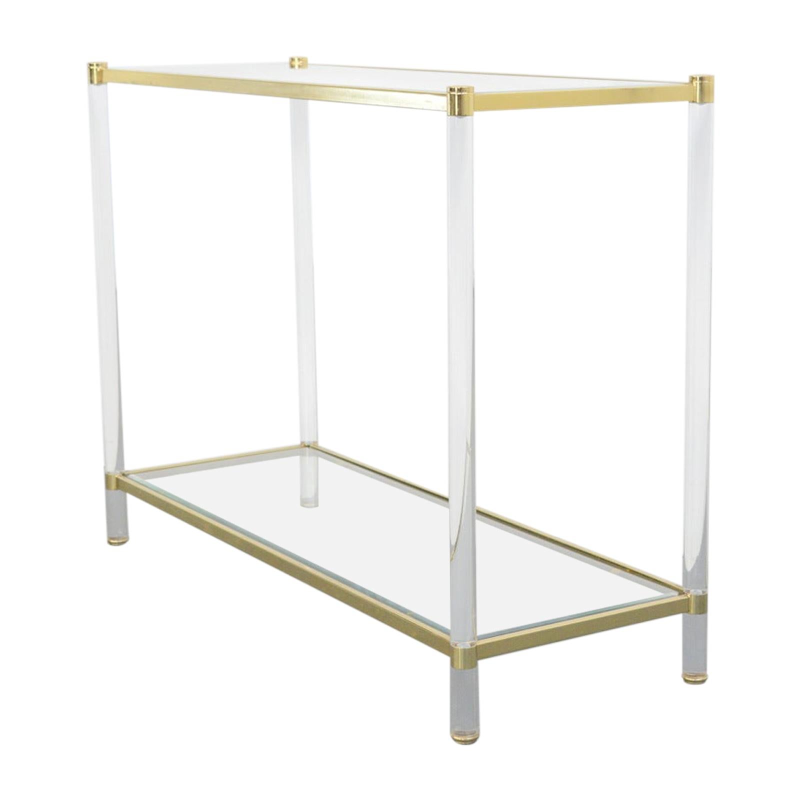 Midcentury Brass & Lucite Console Table