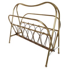 Retro Midcentury Brass Magazine Rack, Italy