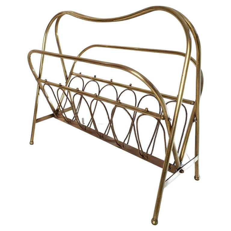 Midcentury Brass Magazine Rack, Italy For Sale at 1stDibs