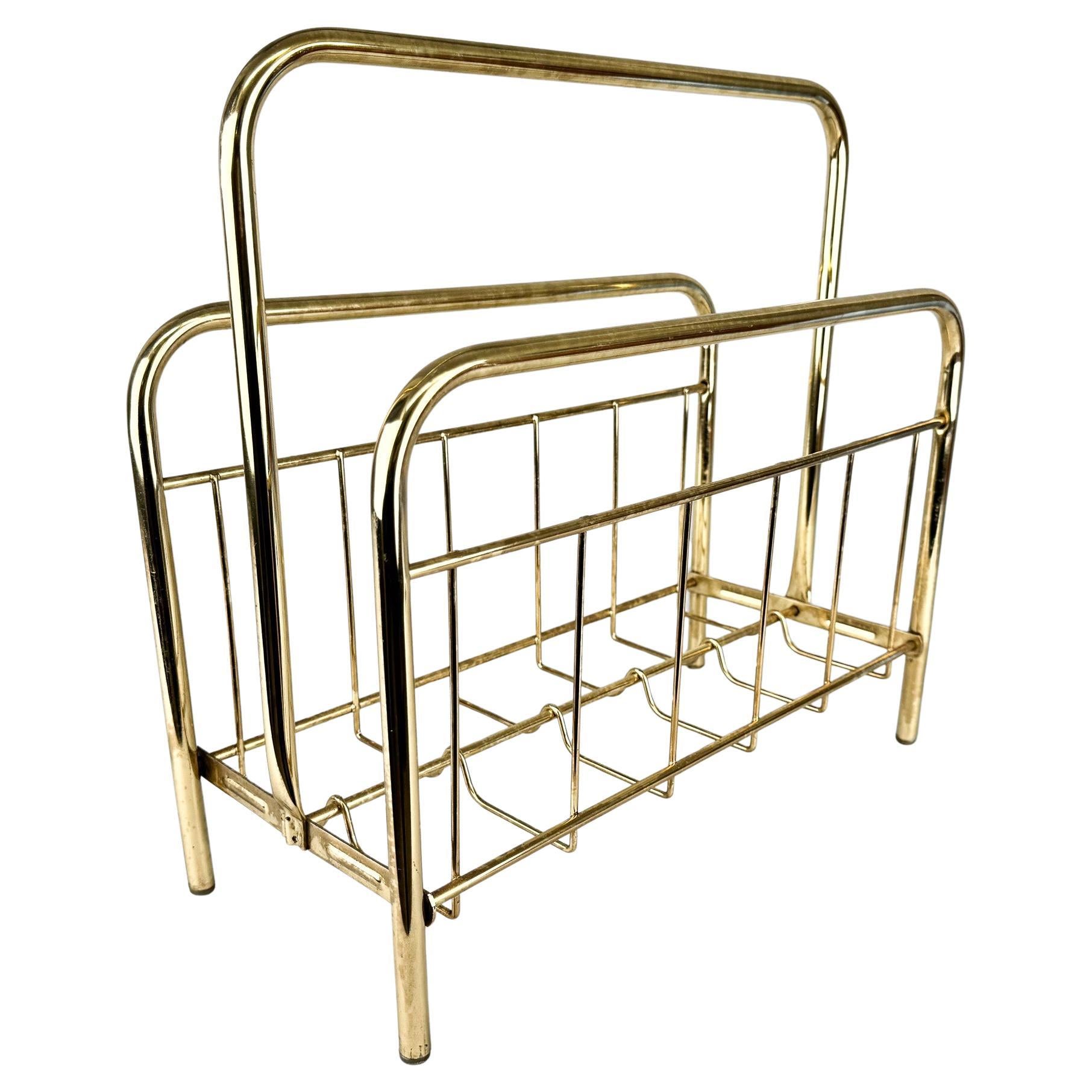 Mid-century Brass Magazine Stand