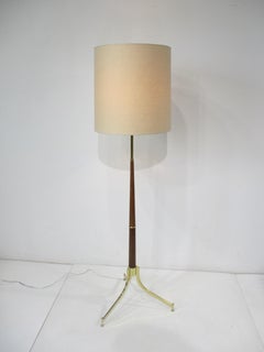 McCobb / Gibbings style Mid Century Brass / Mahogany Floor Lamp
