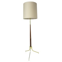 Mid Century Brass / Mahogany Floor Lamp in the style of Gibbings - McCobb 