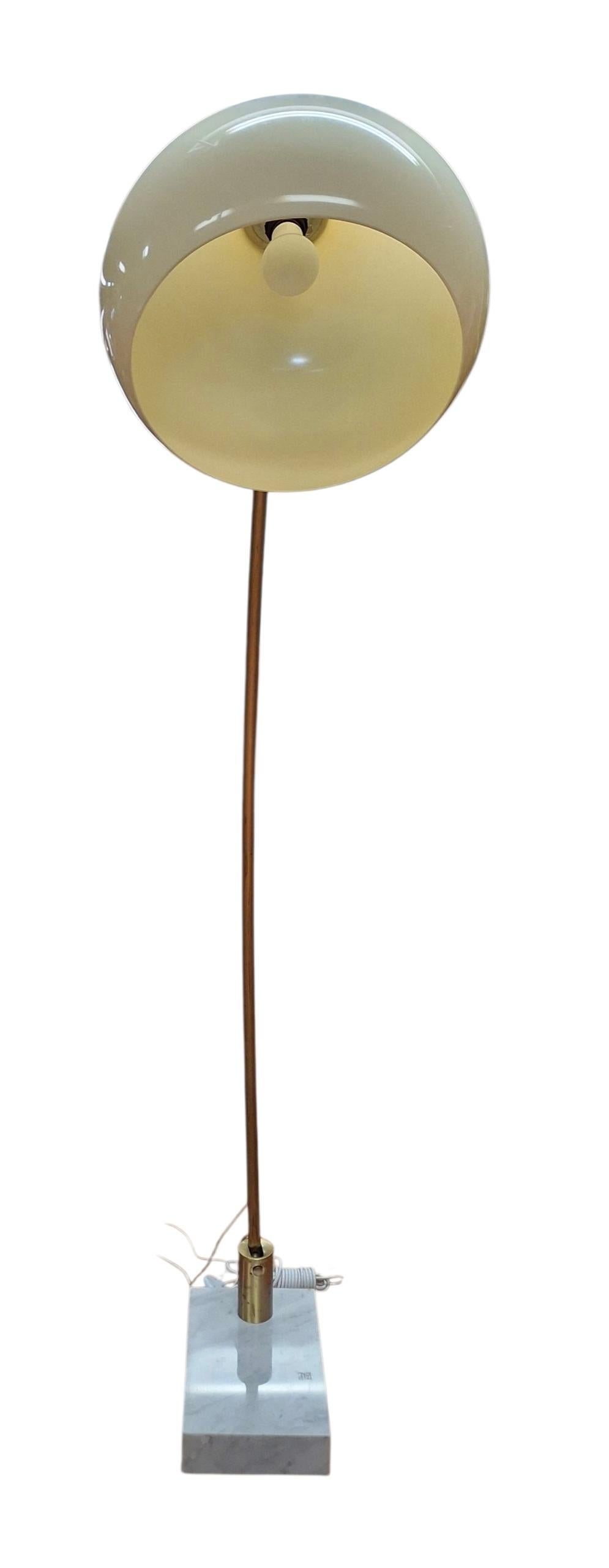 Mid-Century Modern Mid-Century Brass & Marble Arc Floor Lamp For Sale
