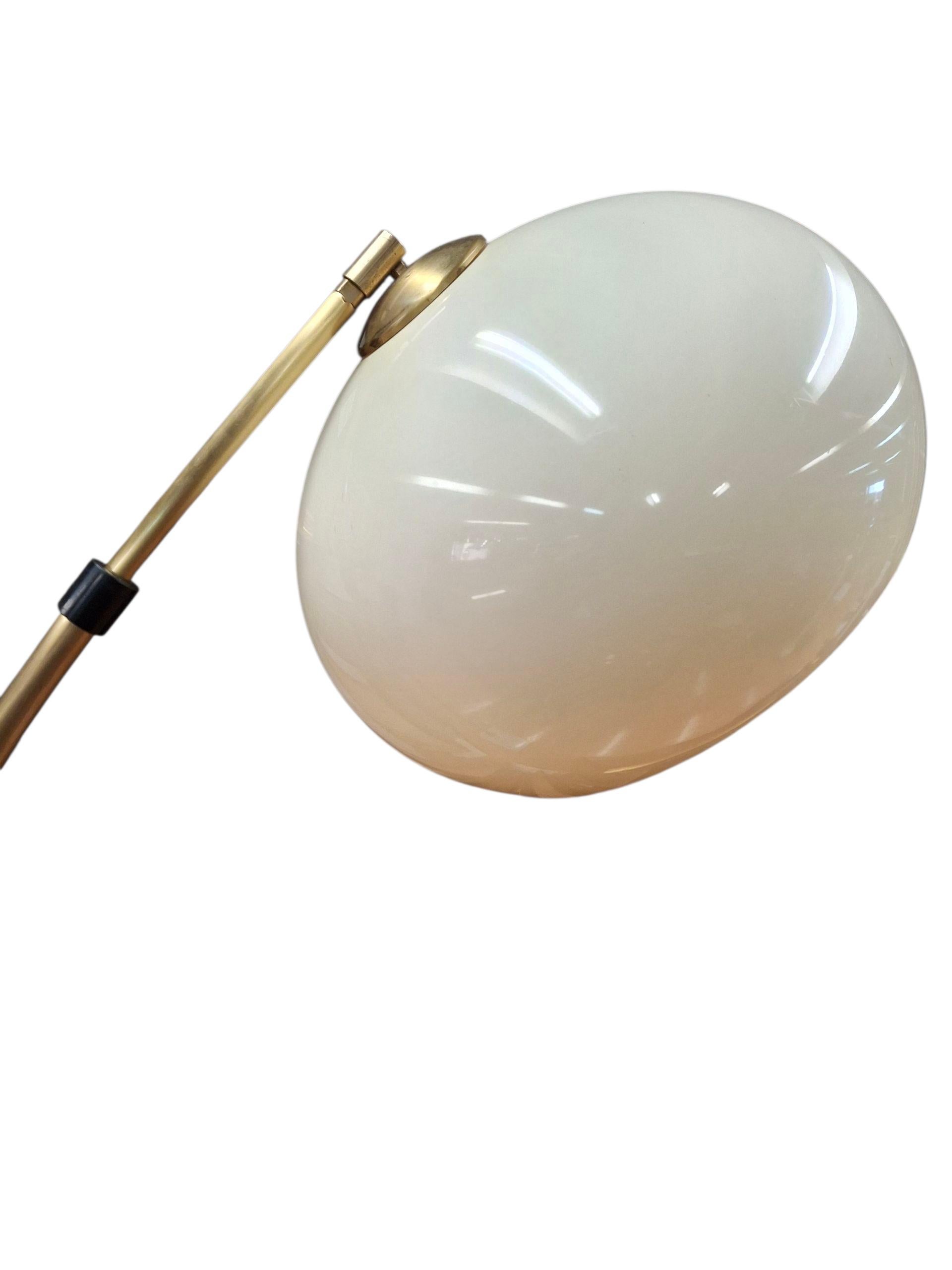 Mid-Century Brass & Marble Arc Floor Lamp For Sale 3