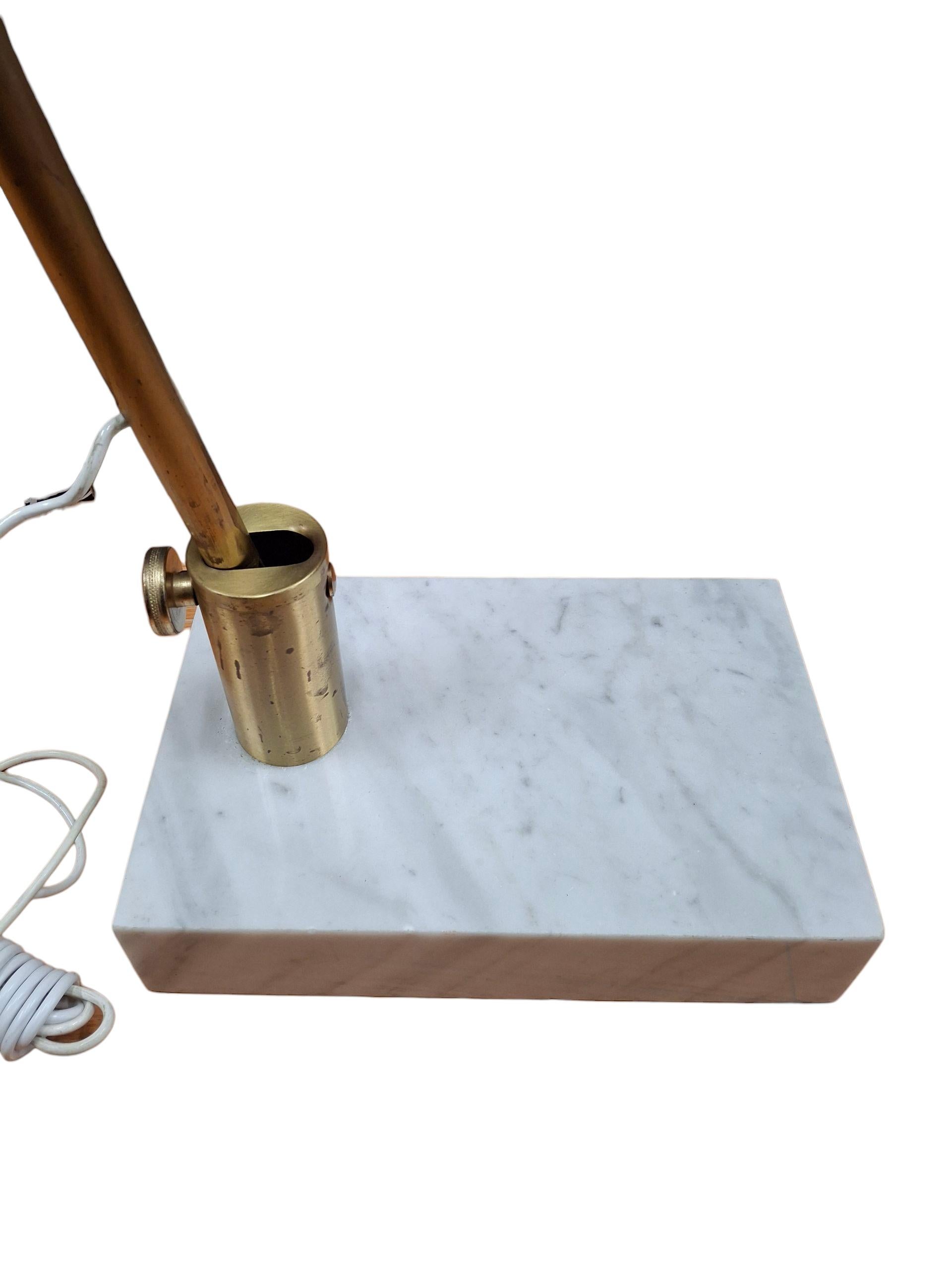 Mid-Century Brass & Marble Arc Floor Lamp For Sale 4