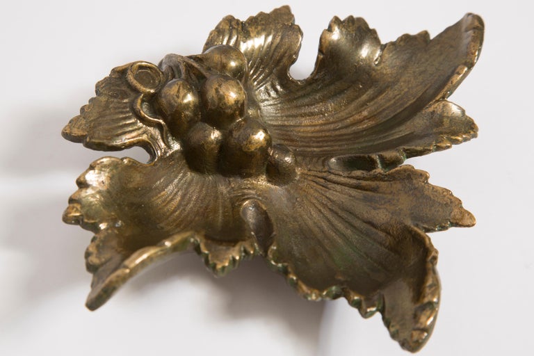 Mid Century Brass Metal Leaf Small Plate Bowl Ashtray, Italy, 1970s For