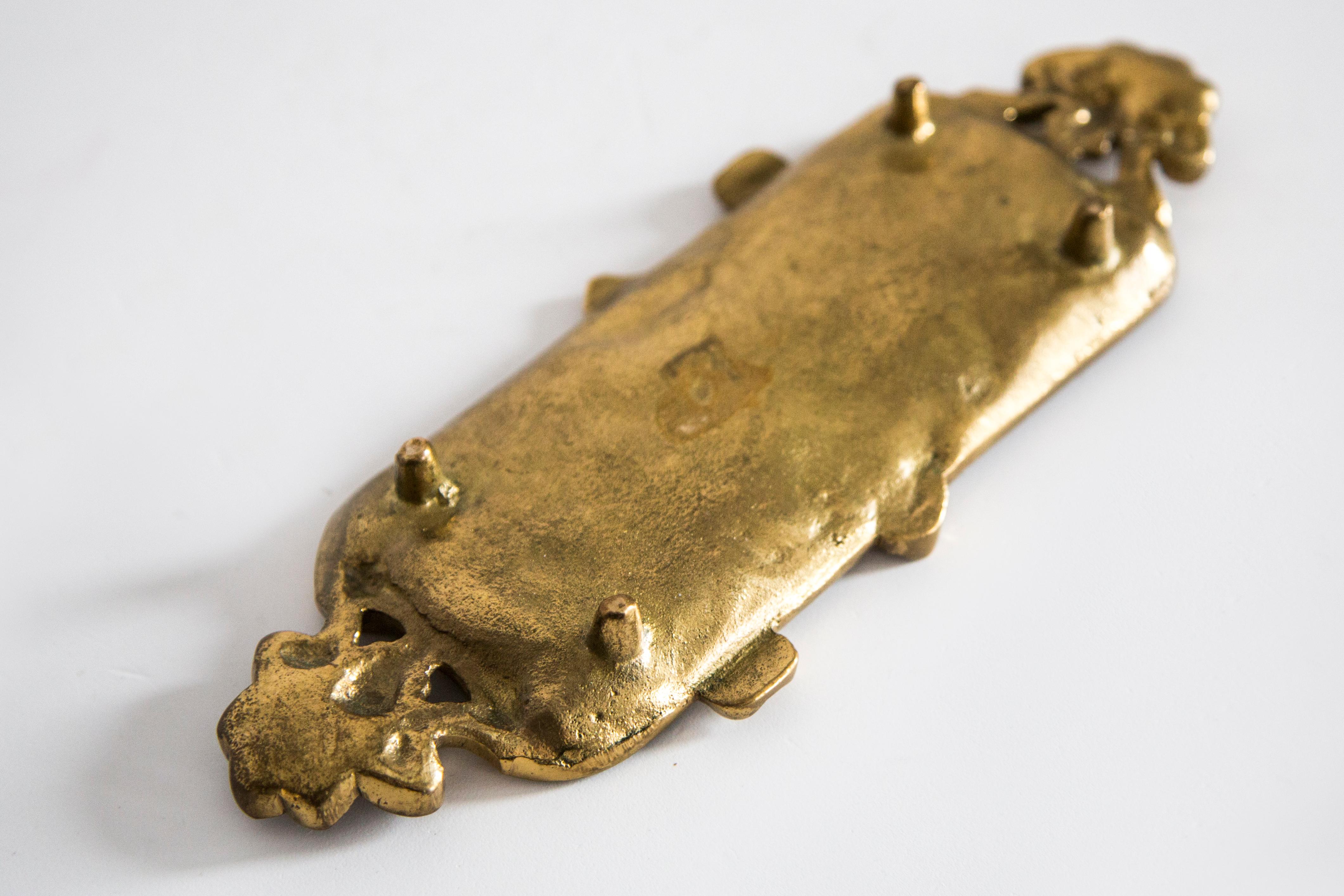 Mid Century Brass Metal Small Plate Bowl Ashtray, Gold Flowers, Italy, 1970s For Sale 5