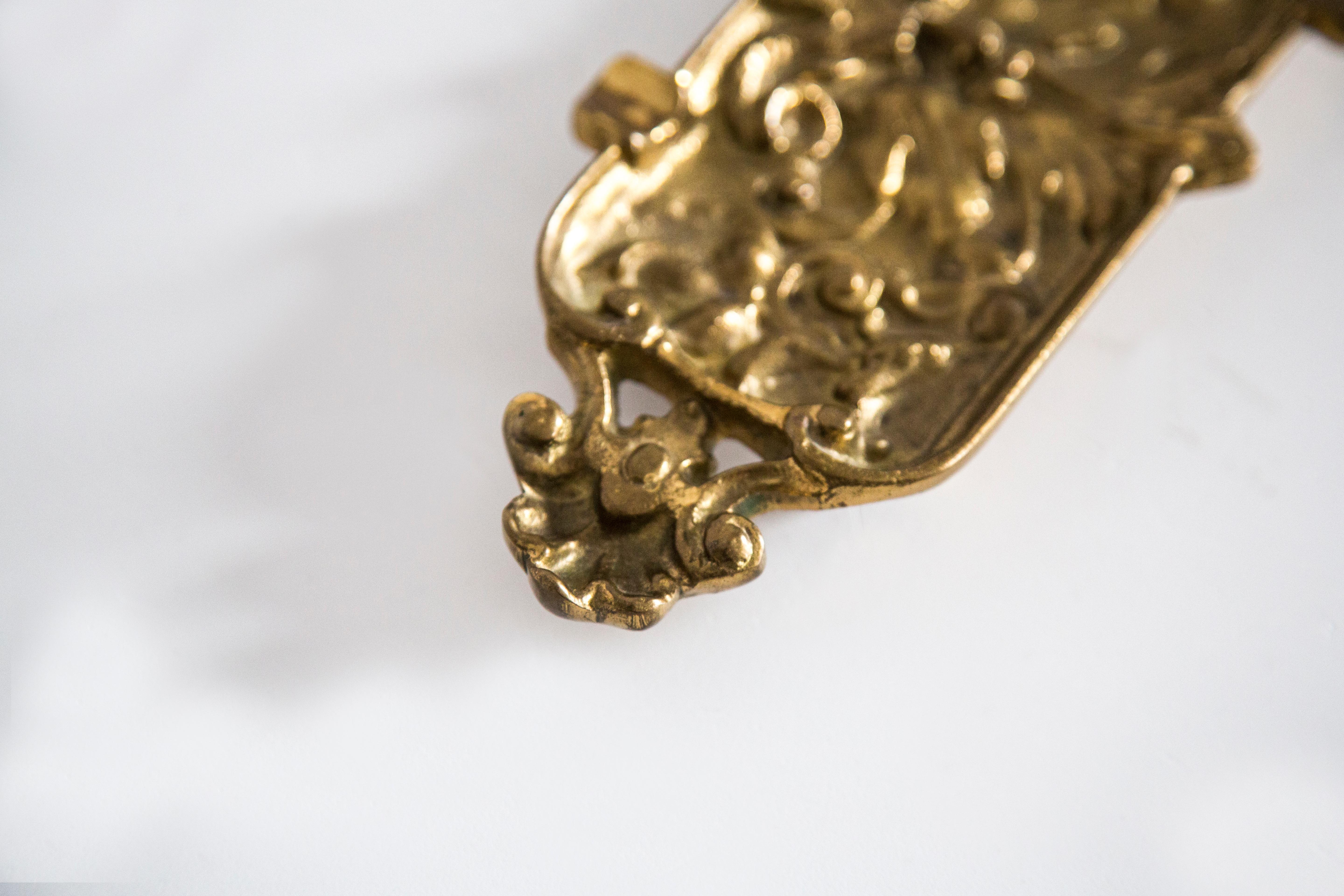 Mid Century Brass Metal Small Plate Bowl Ashtray, Gold Flowers, Italy, 1970s For Sale 6
