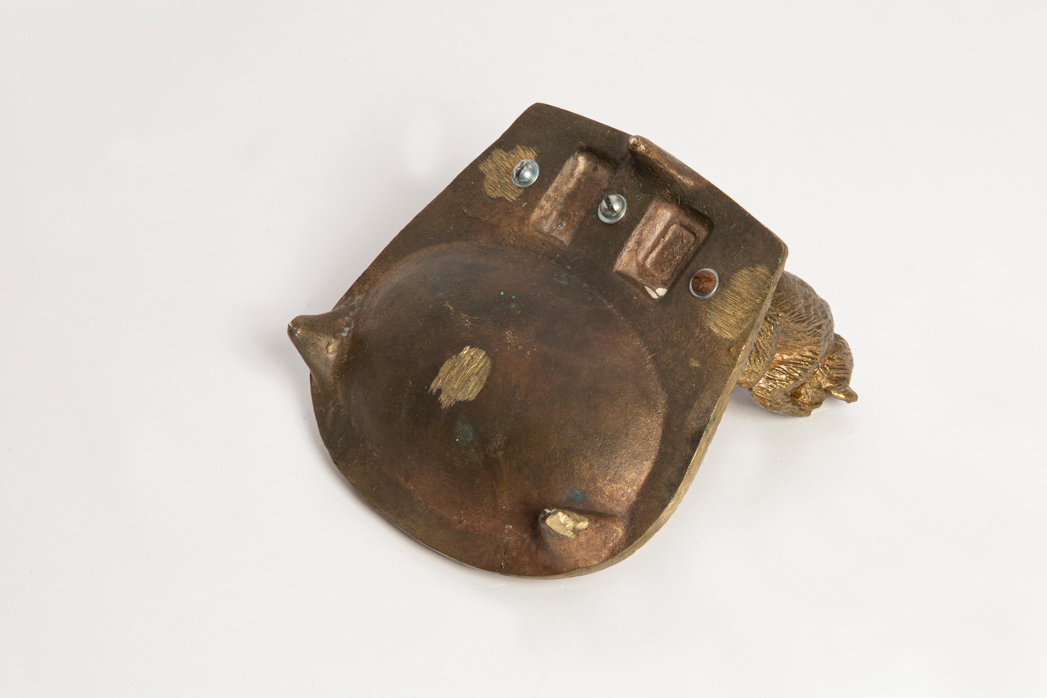 Mid Century Brass Metal Small Plate Bowl Ashtray, Gold Monkeys, Italy, 1970s For Sale 6