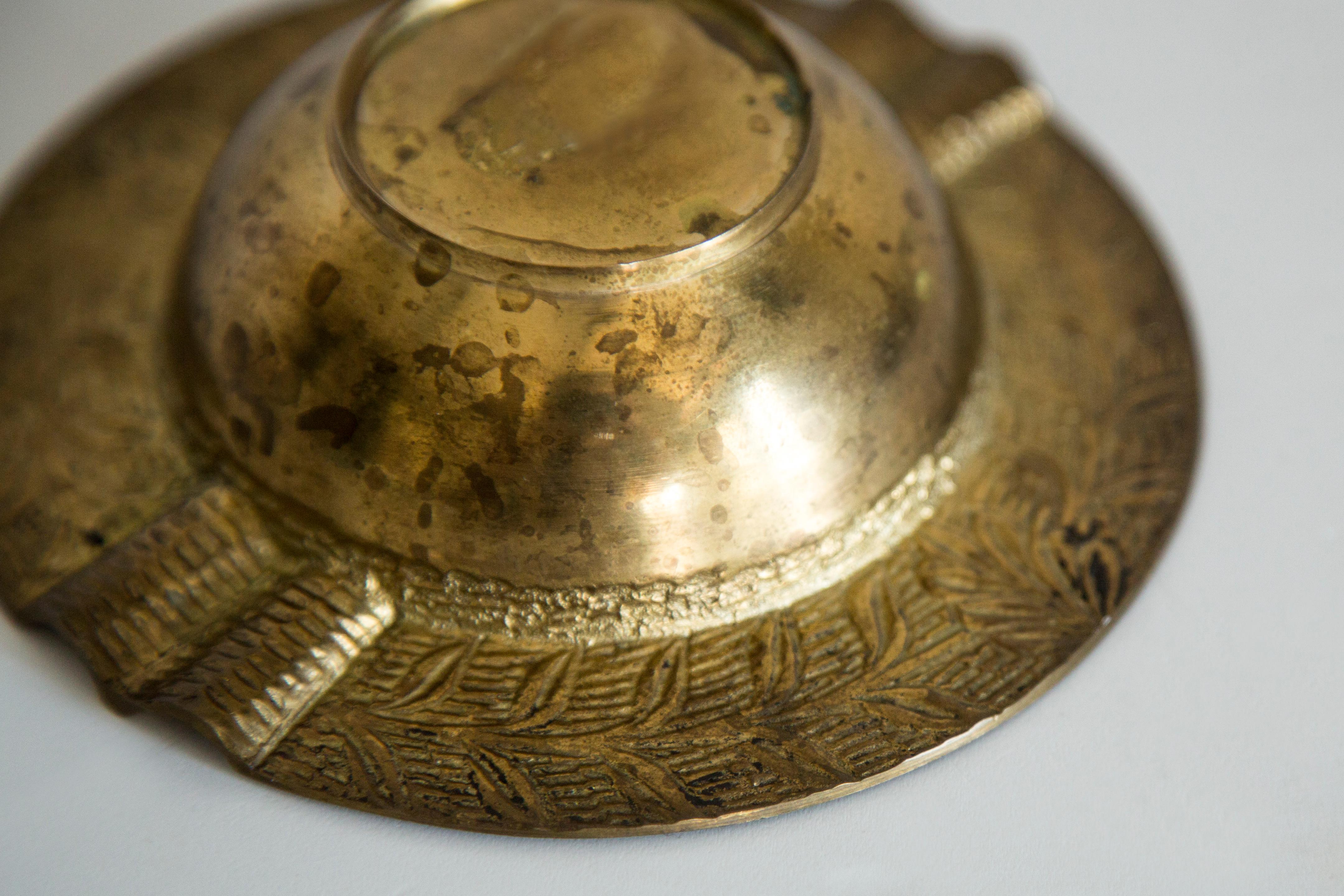 20th Century Mid Century Brass Metal Small Plate Bowl Ashtray, Italy, 1970s