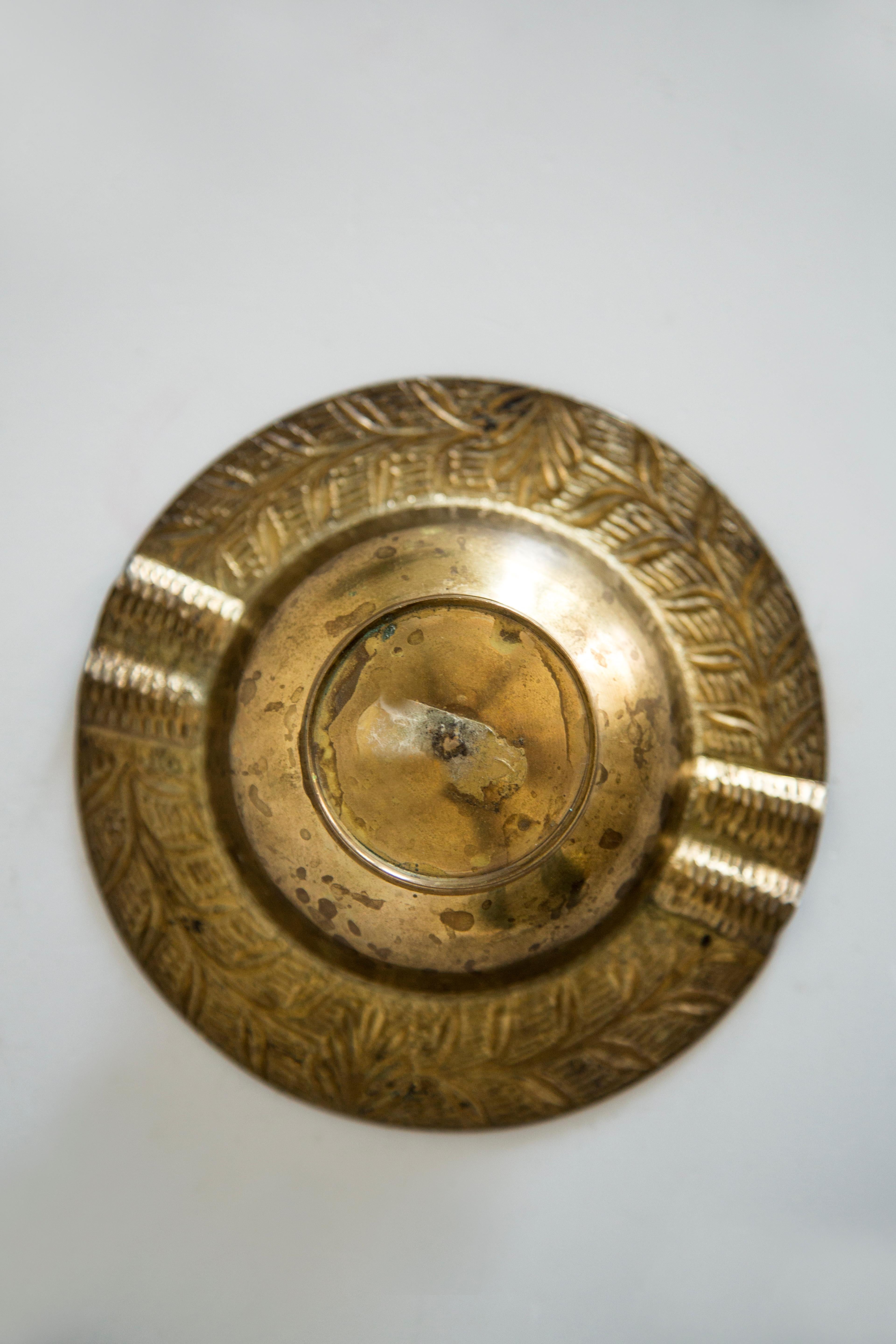 Mid Century Brass Metal Small Plate Bowl Ashtray, Italy, 1970s 1