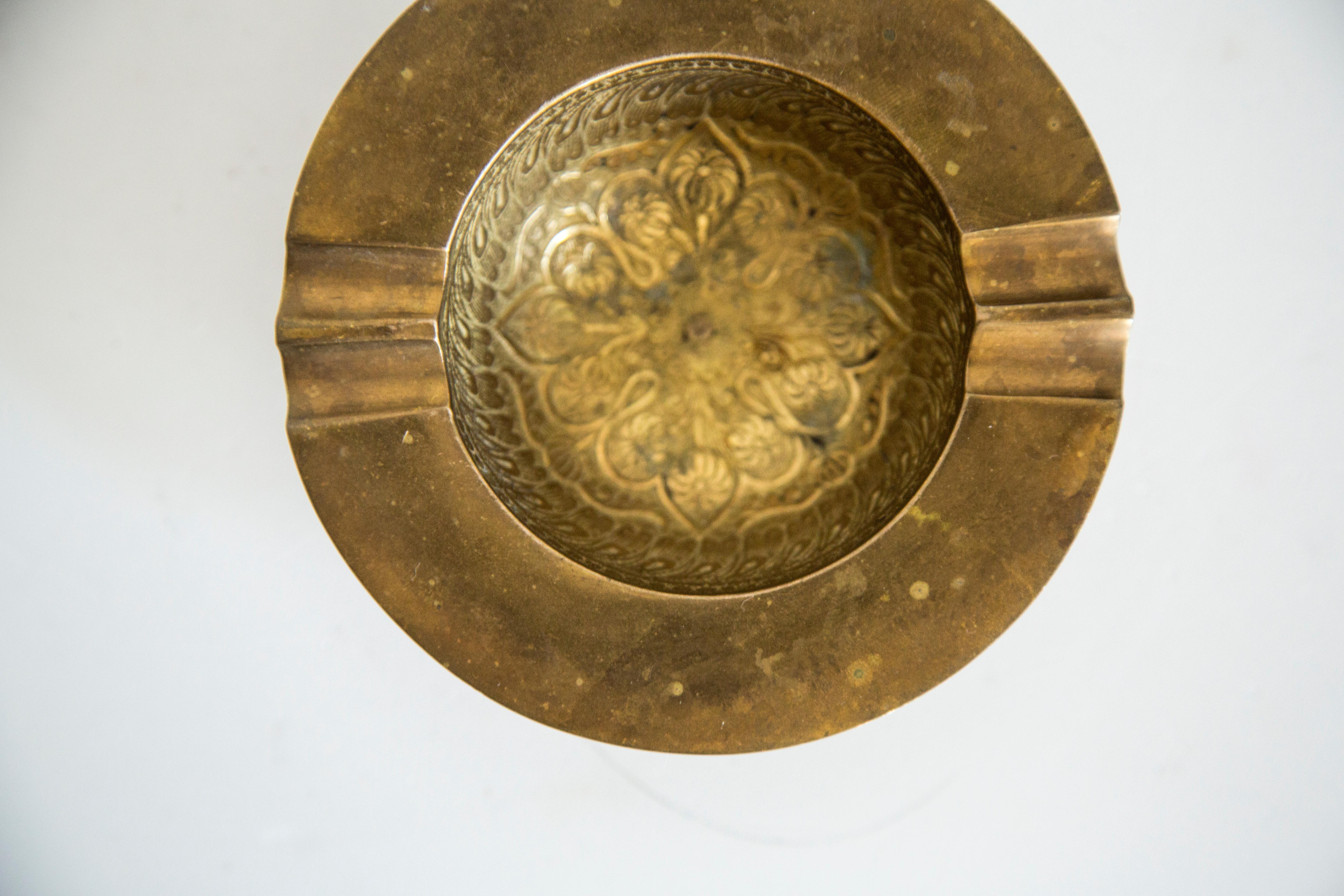 Mid Century Brass Metal Small Plate Bowl Ashtray, Italy, 1970s 2