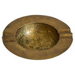 Mid Century Brass Metal Small Plate Bowl Ashtray, Italy, 1970s
