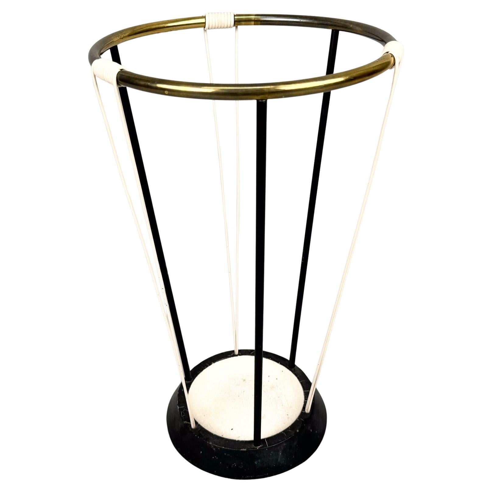 Mid-century Brass & Metal Umbrella Stand