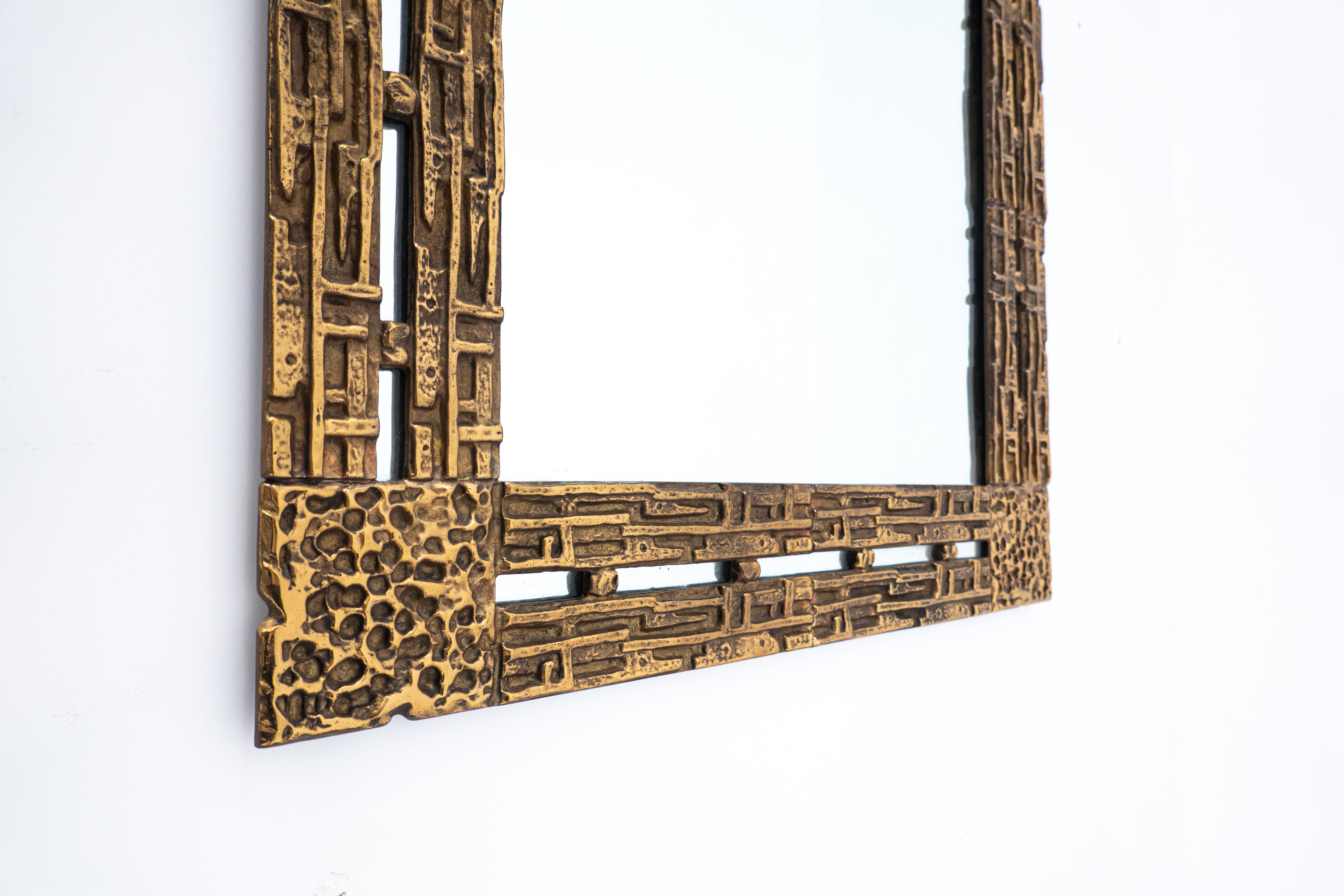 Italian Mid-Century Brass Mirror by Luciano Frigerio, Italy 1970s For Sale